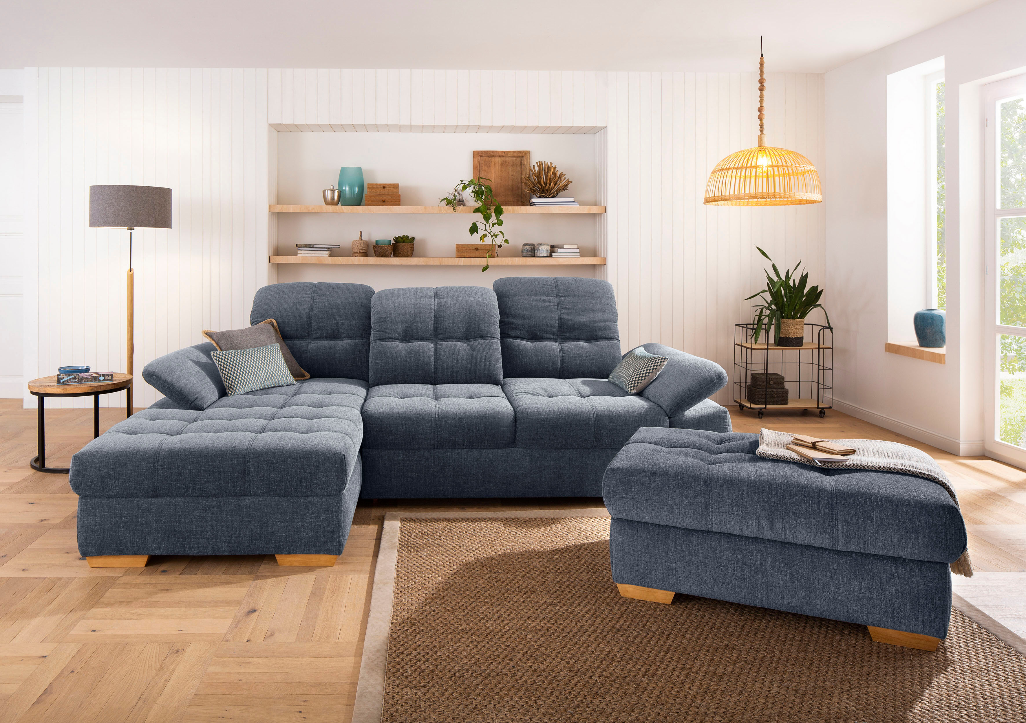 Home affaire Ecksofa »Lotus Home«, incl. Sitztiefenverstellung, wahlweise mit... blau