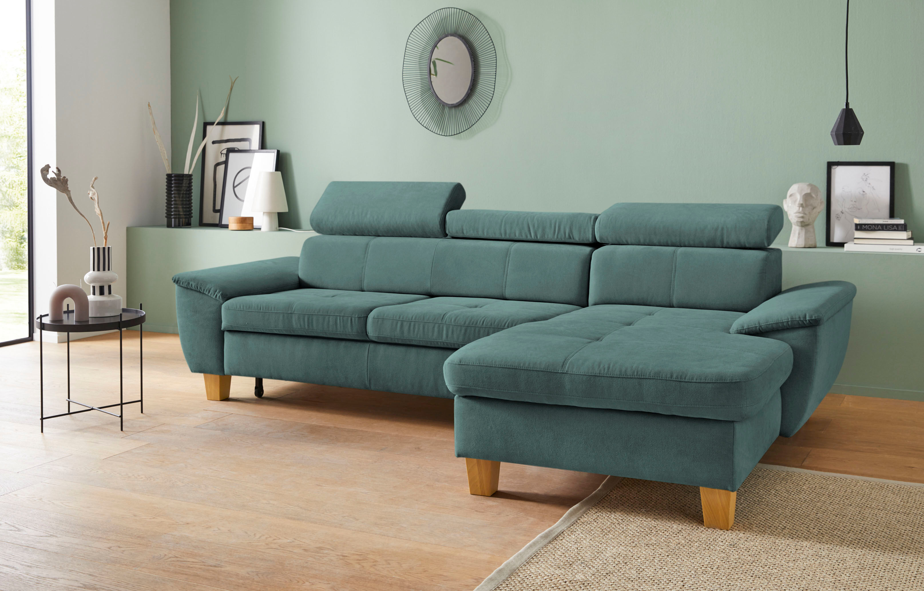 exxpo - sofa fashion Ecksofa, inklusive Kopfteilverstellung, wahlweise mit... blau