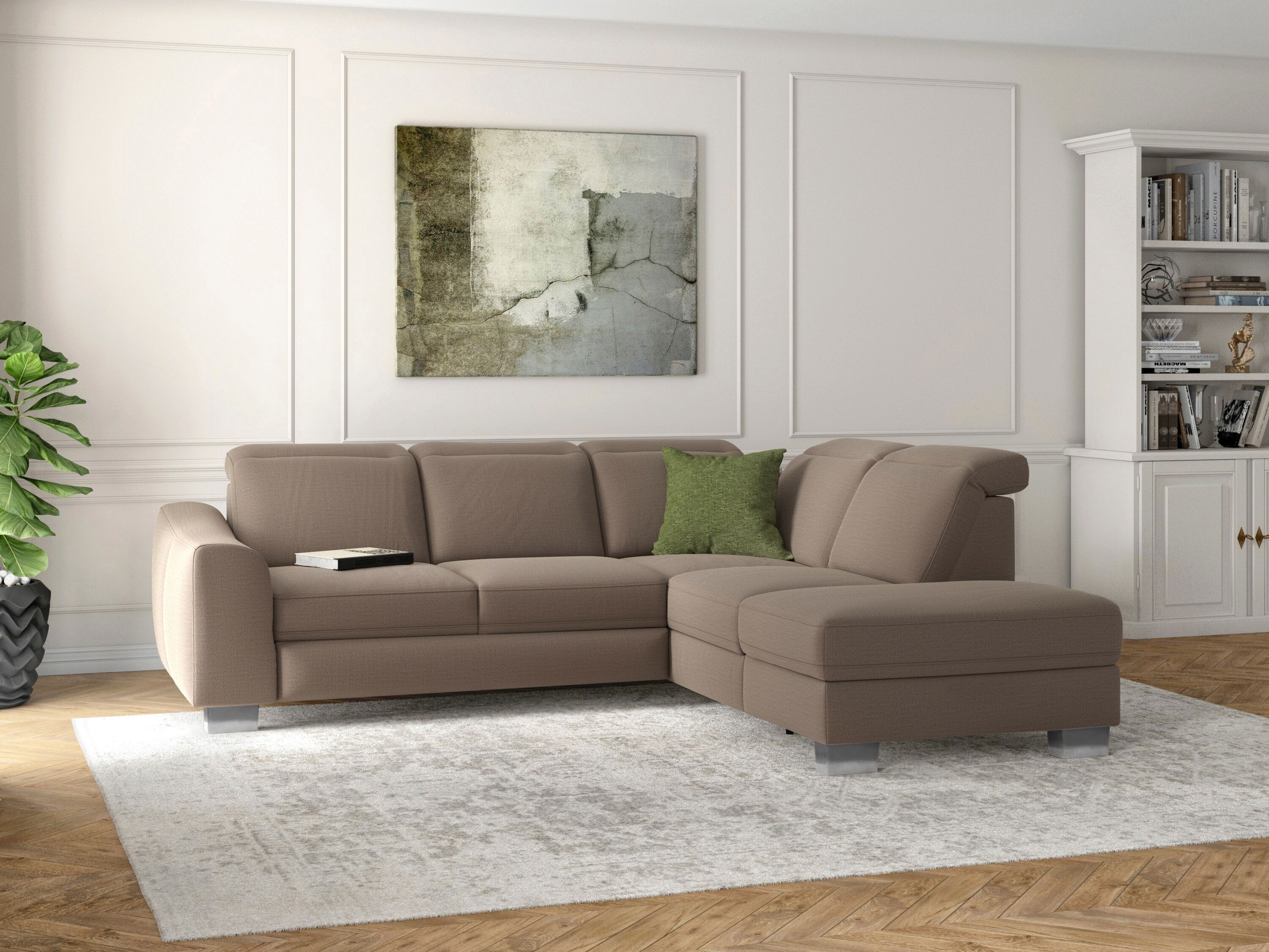 sit&more Ecksofa »Durness«, mit Federkern und hochwertigen Edelstahlfüssen,... braun