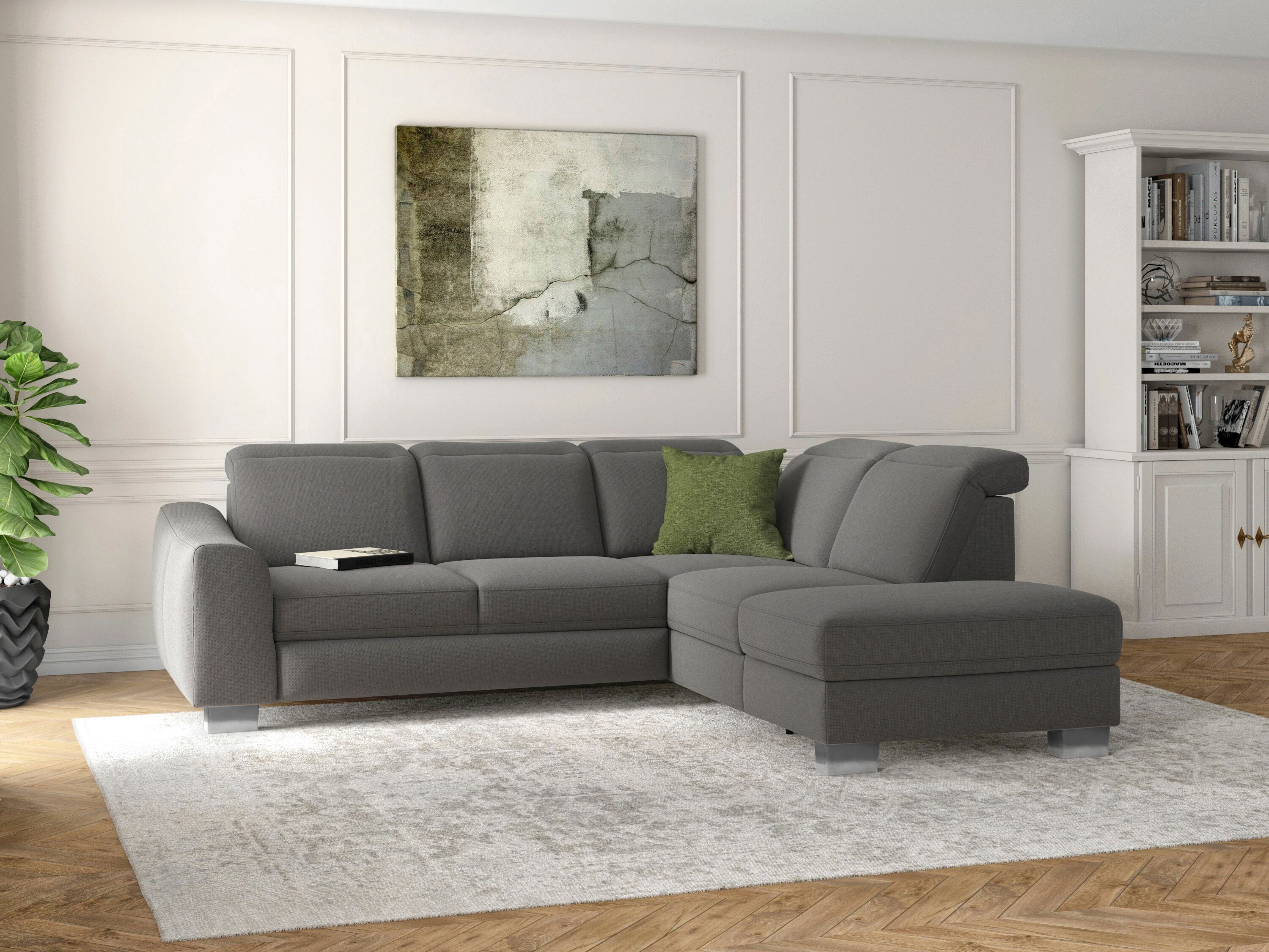 sit&more Ecksofa »Durness«, mit Federkern und hochwertigen Edelstahlfüssen,... grau