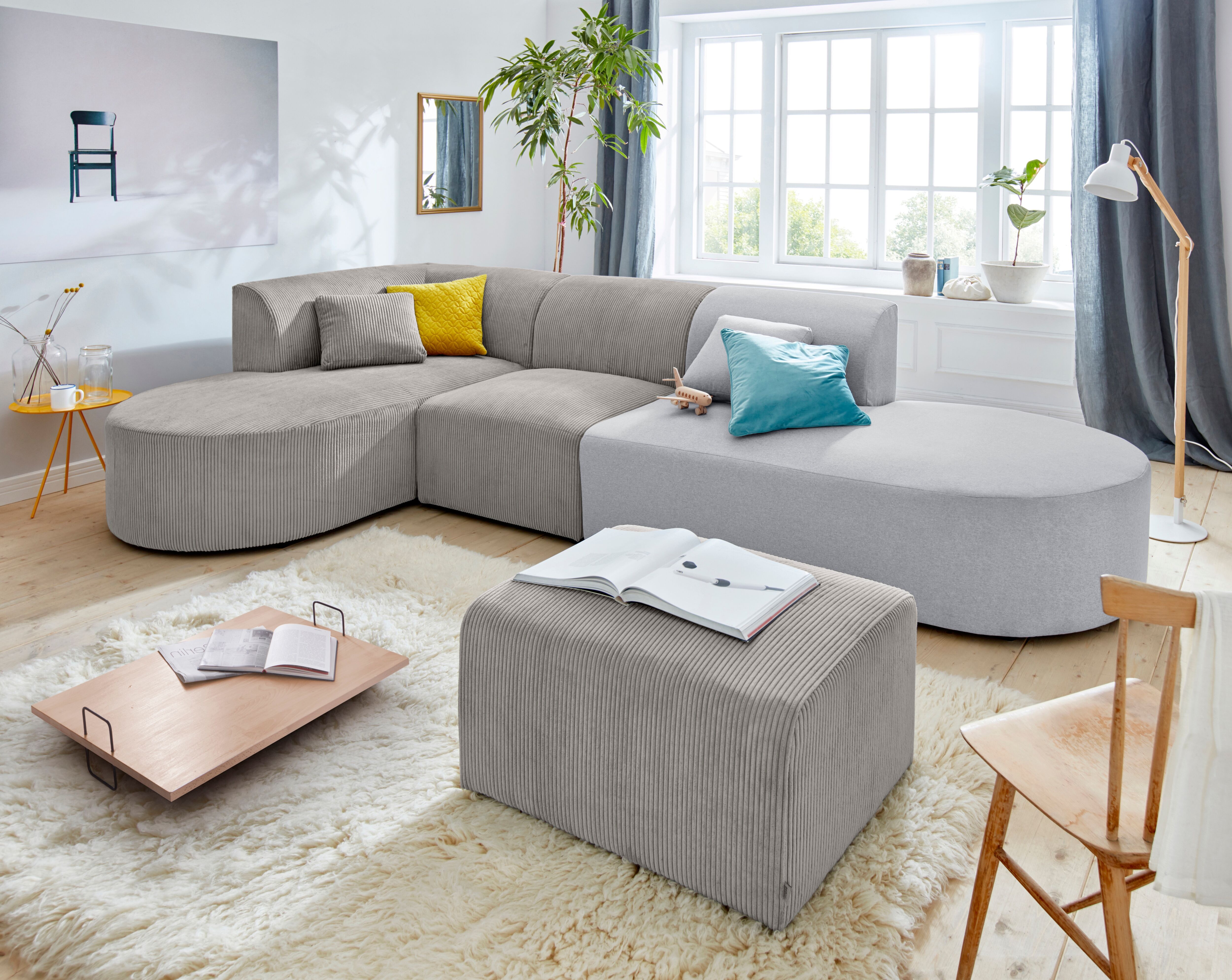 andas Sofa-Eckelement »Alesund«, als Einzelelement oder Modulteil grau  Cord