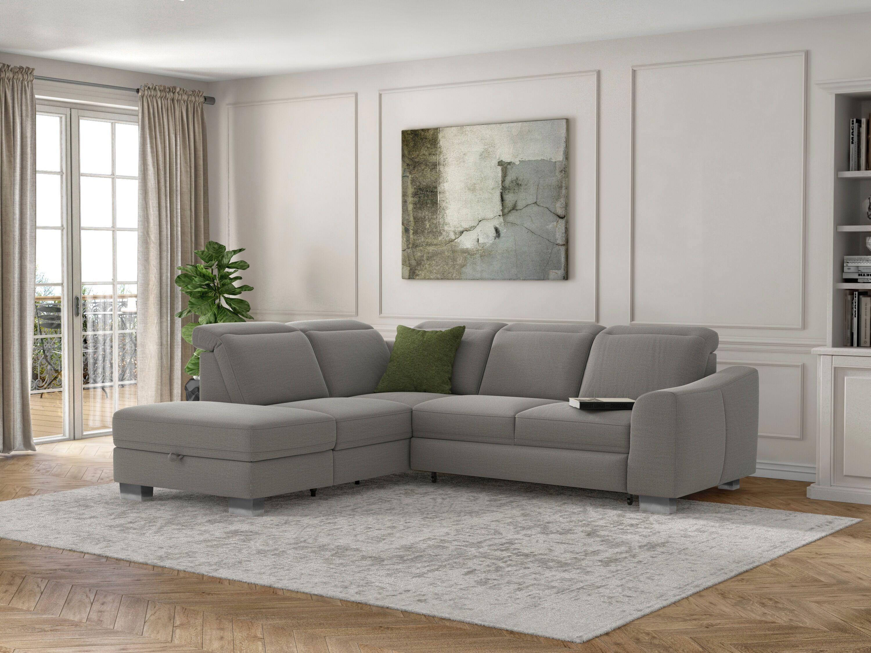 sit&more Ecksofa »Durness«, mit Federkern und hochwertigen Edelstahlfüssen,... grau