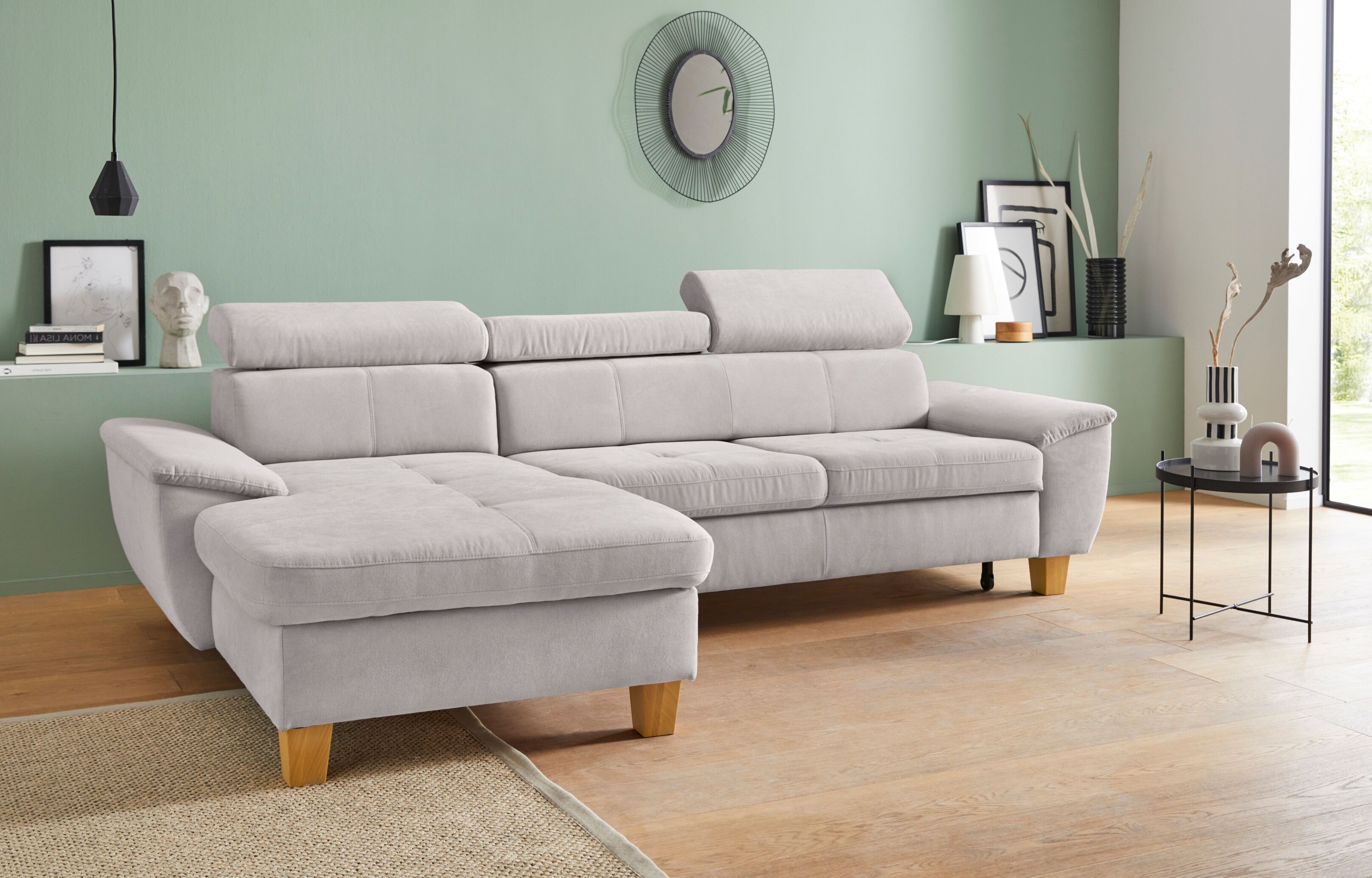 exxpo - sofa fashion Ecksofa, inklusive Kopfteilverstellung, wahlweise mit... silberfarben