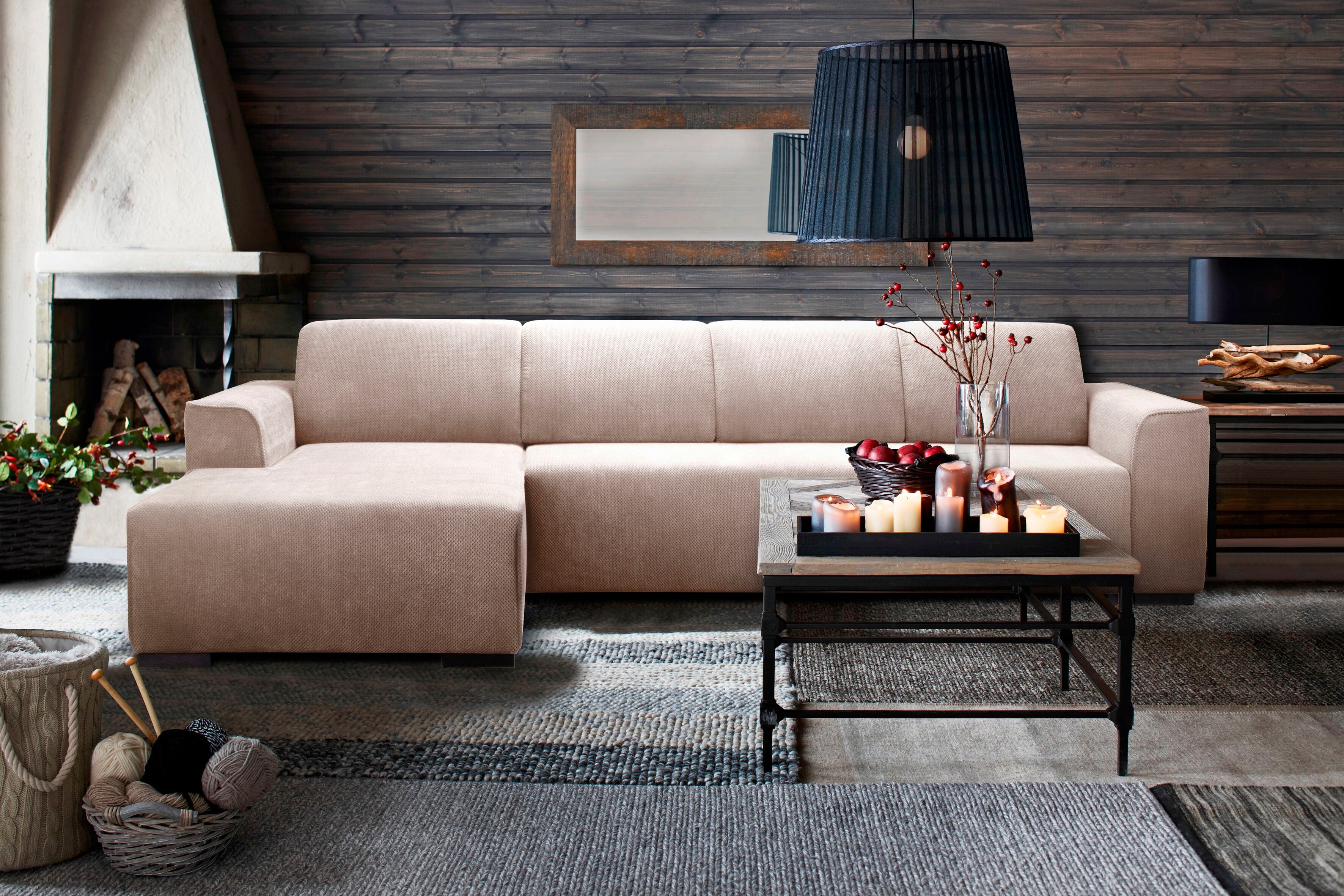 Places of Style Ecksofa »Dalvin«, inkl. Bettfunktion und Bettkaste braun