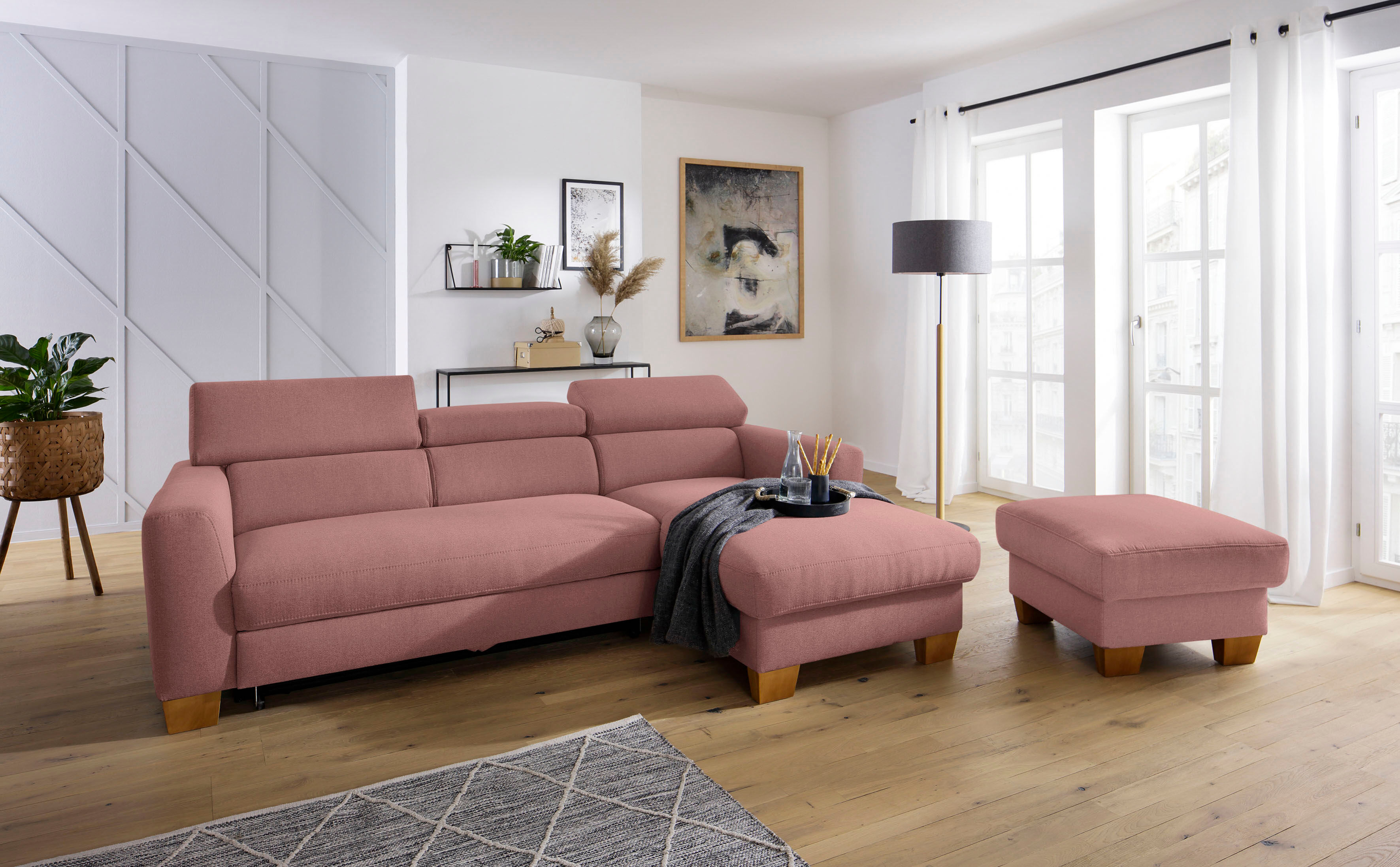 Home affaire Ecksofa »Steve Premium Luxus«, bis 140kg pro Sitz belastbar,... rosa