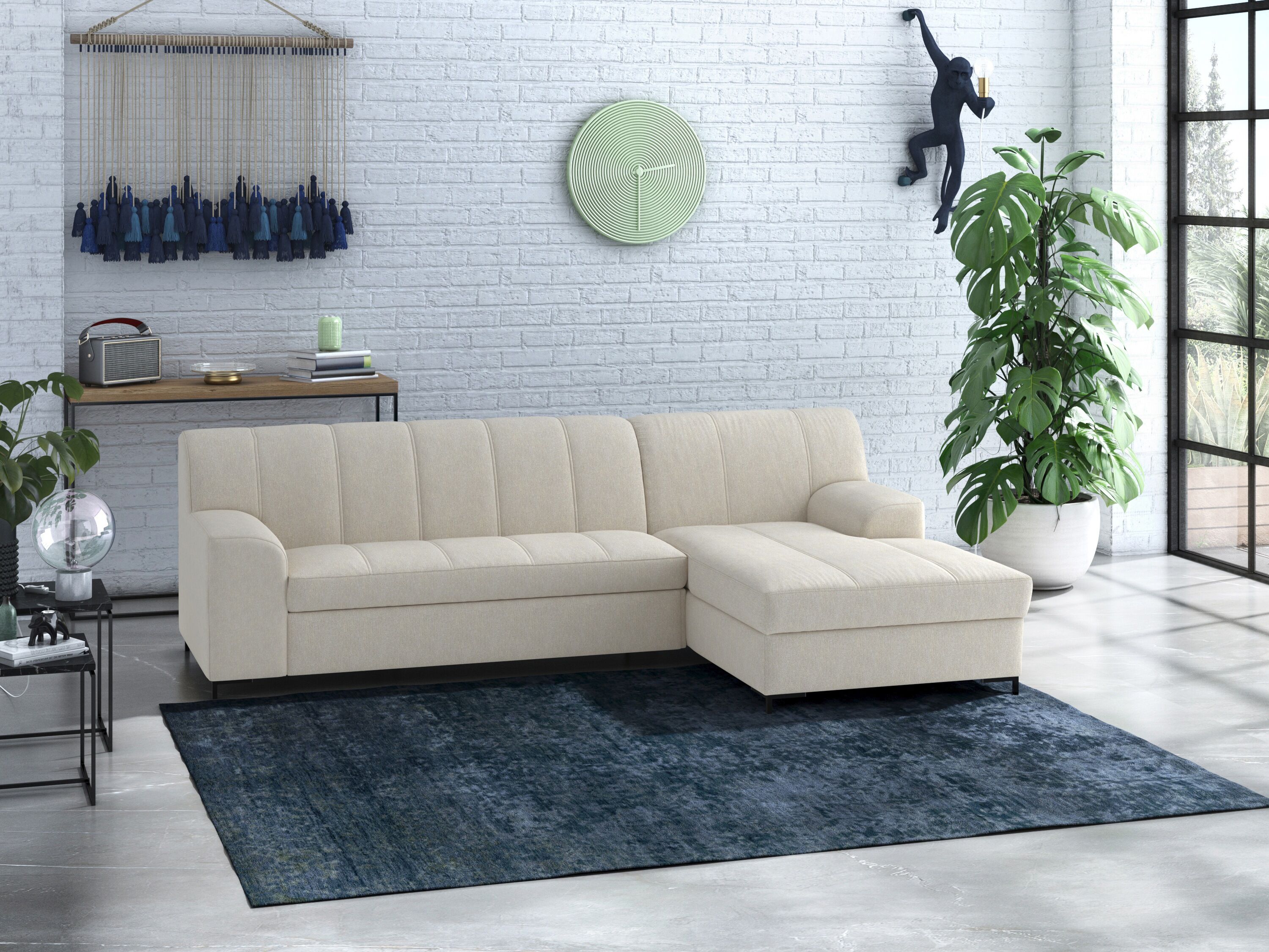 INOSIGN Ecksofa »Balme«, Inkl. Zierkissen, wahlweise mit Bettfunktion beige