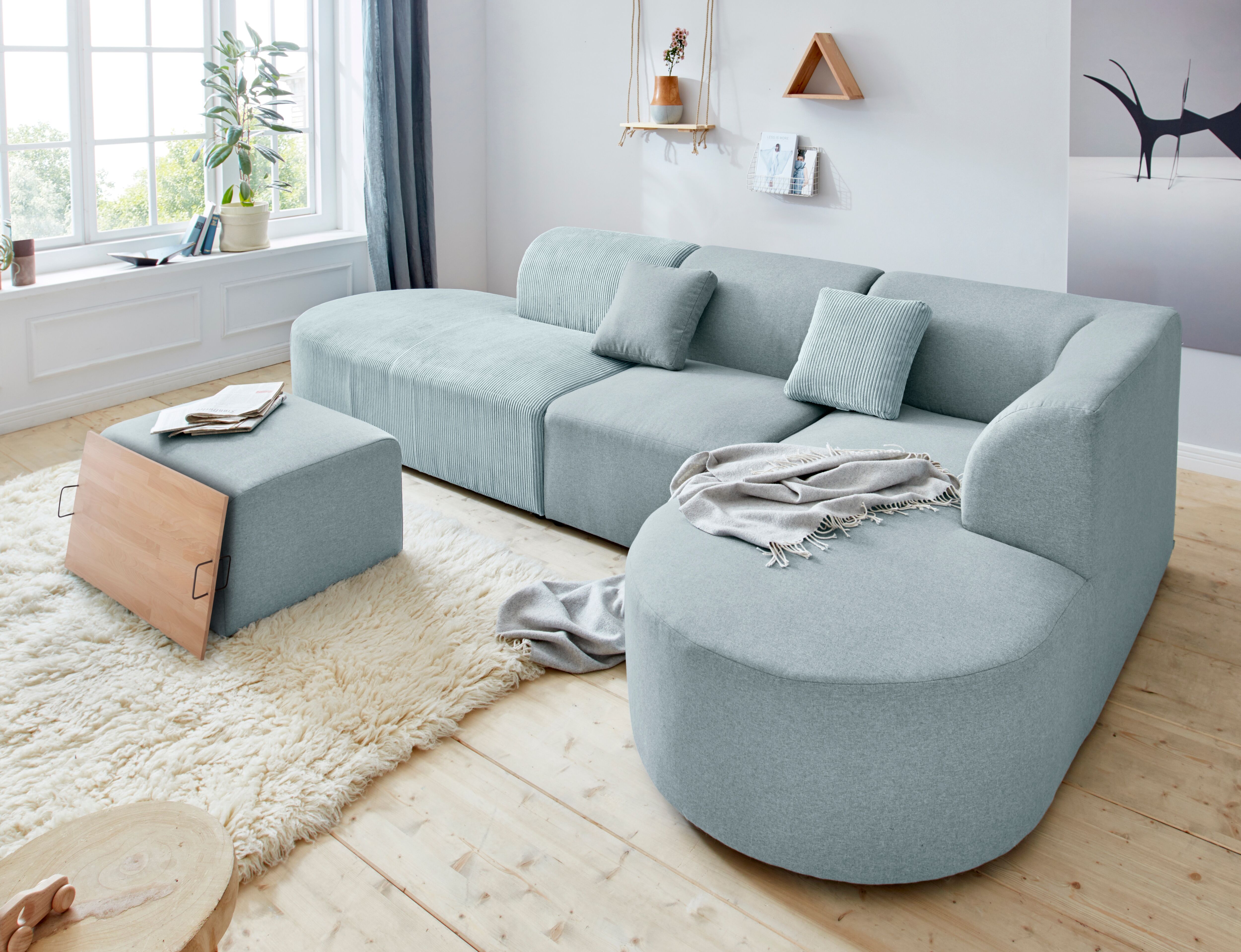 andas Sofa-Eckelement »Alesund«, als Einzelteile oder Modulteil blau  Cord