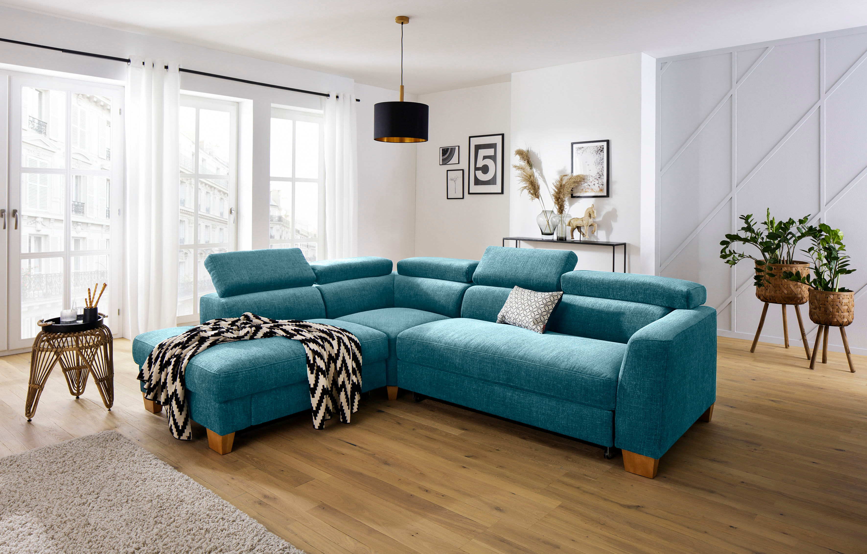 Home affaire Ecksofa »Steve Premium« blau