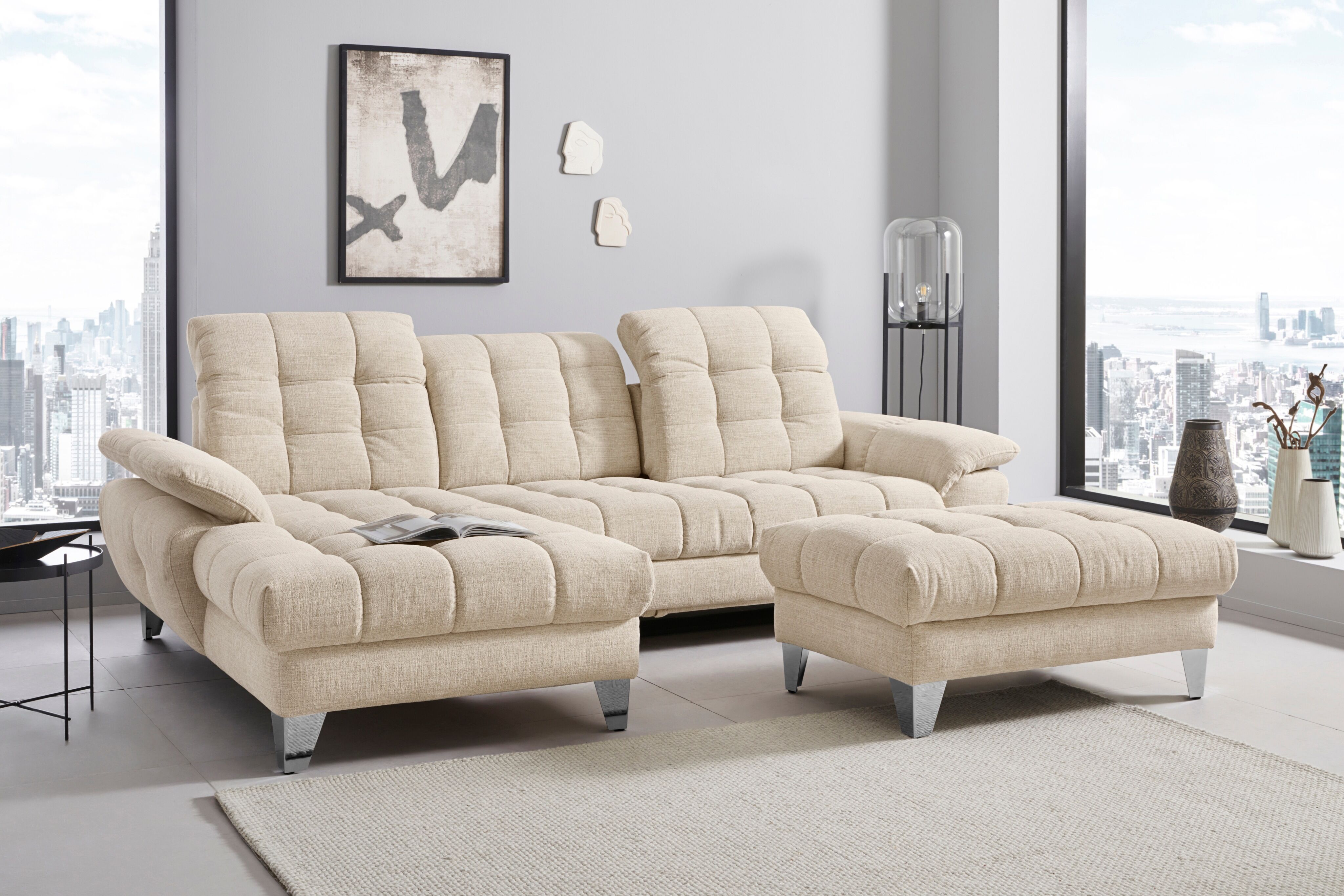 Places of Style Ecksofa »Bardi«, mit Sitztiefenverstellung, wahlweise auch... beige