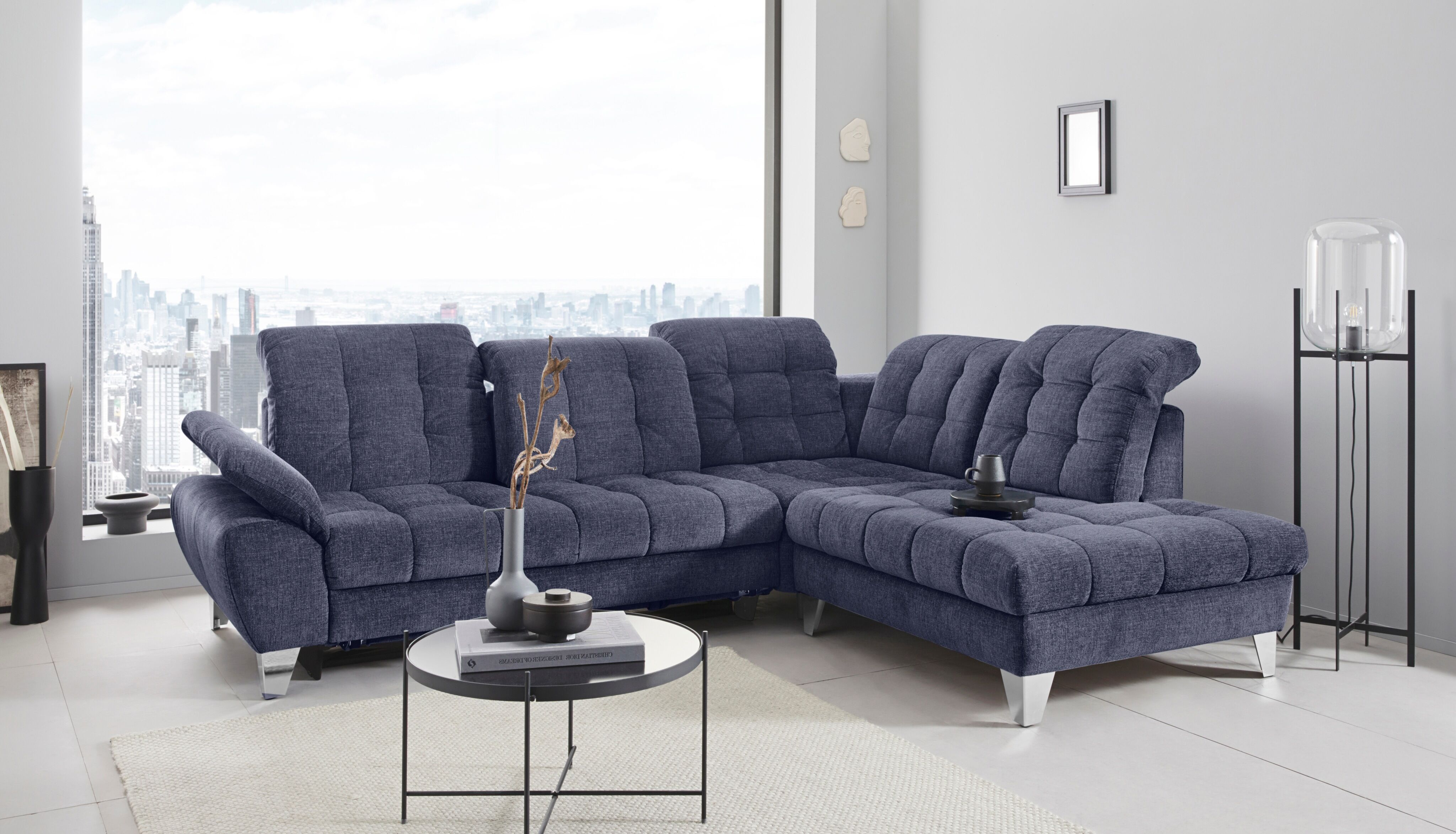 Places of Style Ecksofa »Bardi«, incl. Sitztiefenverstellung, wahlweise mit... blau