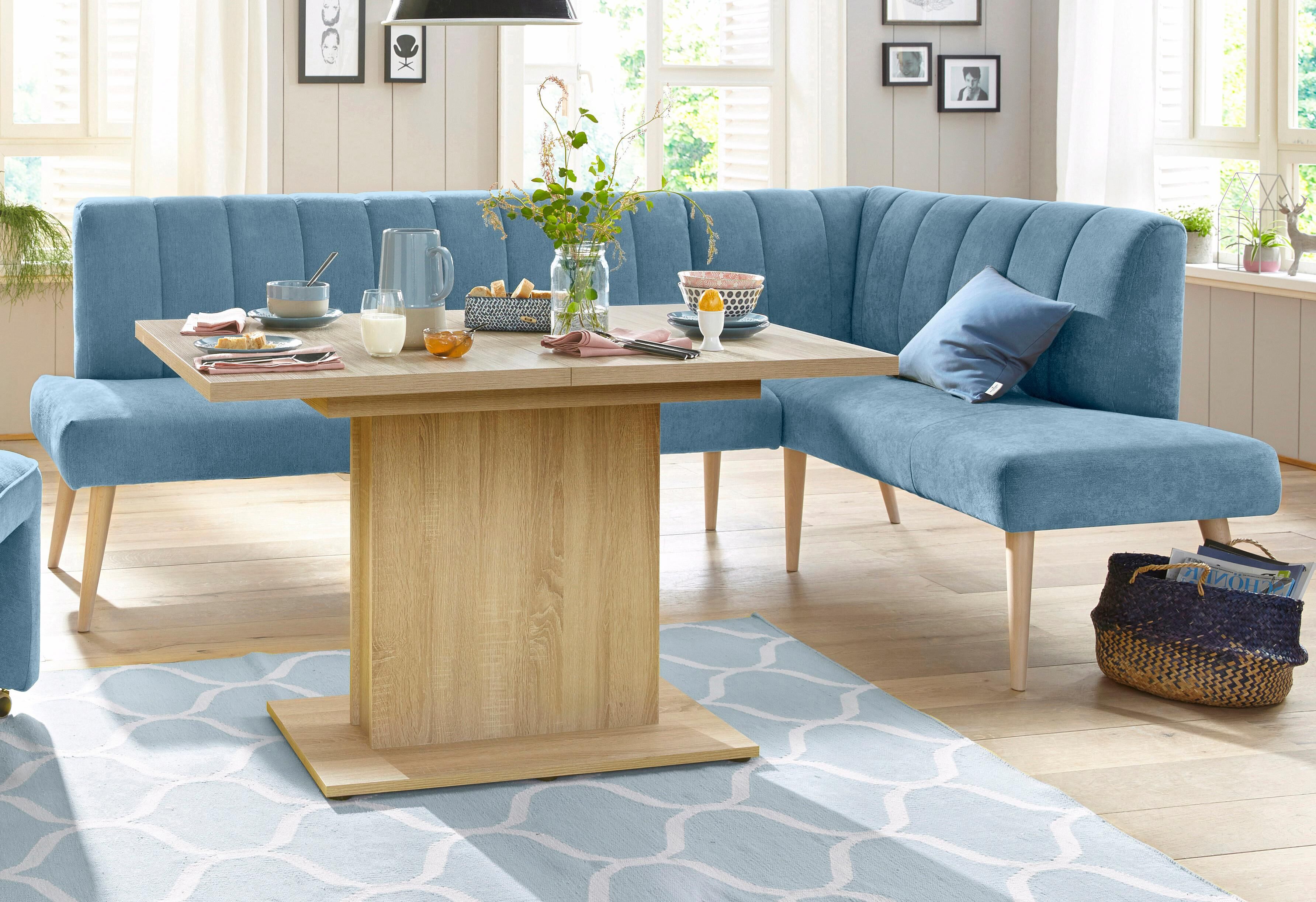 exxpo - sofa fashion Eckbank »Costa«, Frei im Raum stellbar blau  Struktur