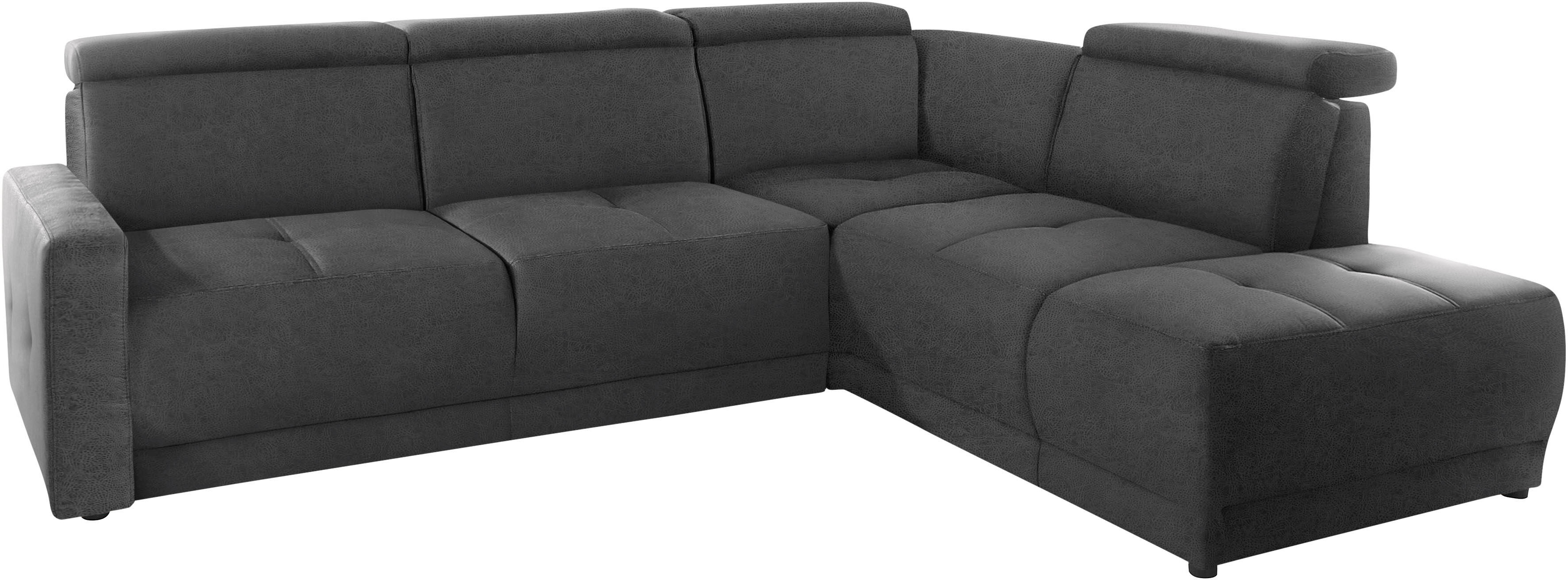 DOMO collection Ecksofa »Beira«, wahlweise mit Kopfteilverstellung grau