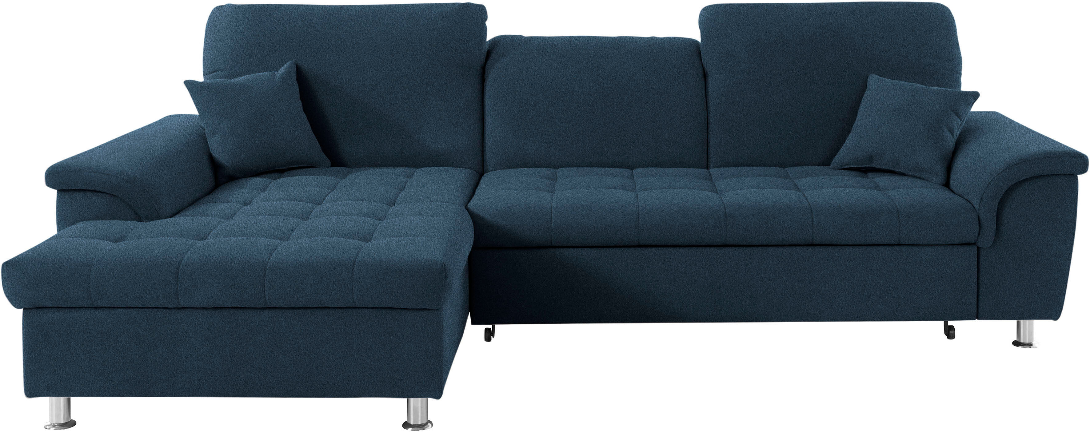 DOMO collection Ecksofa »Franzi«, wahlweise mit Kopfteilverstellung (dann... blau