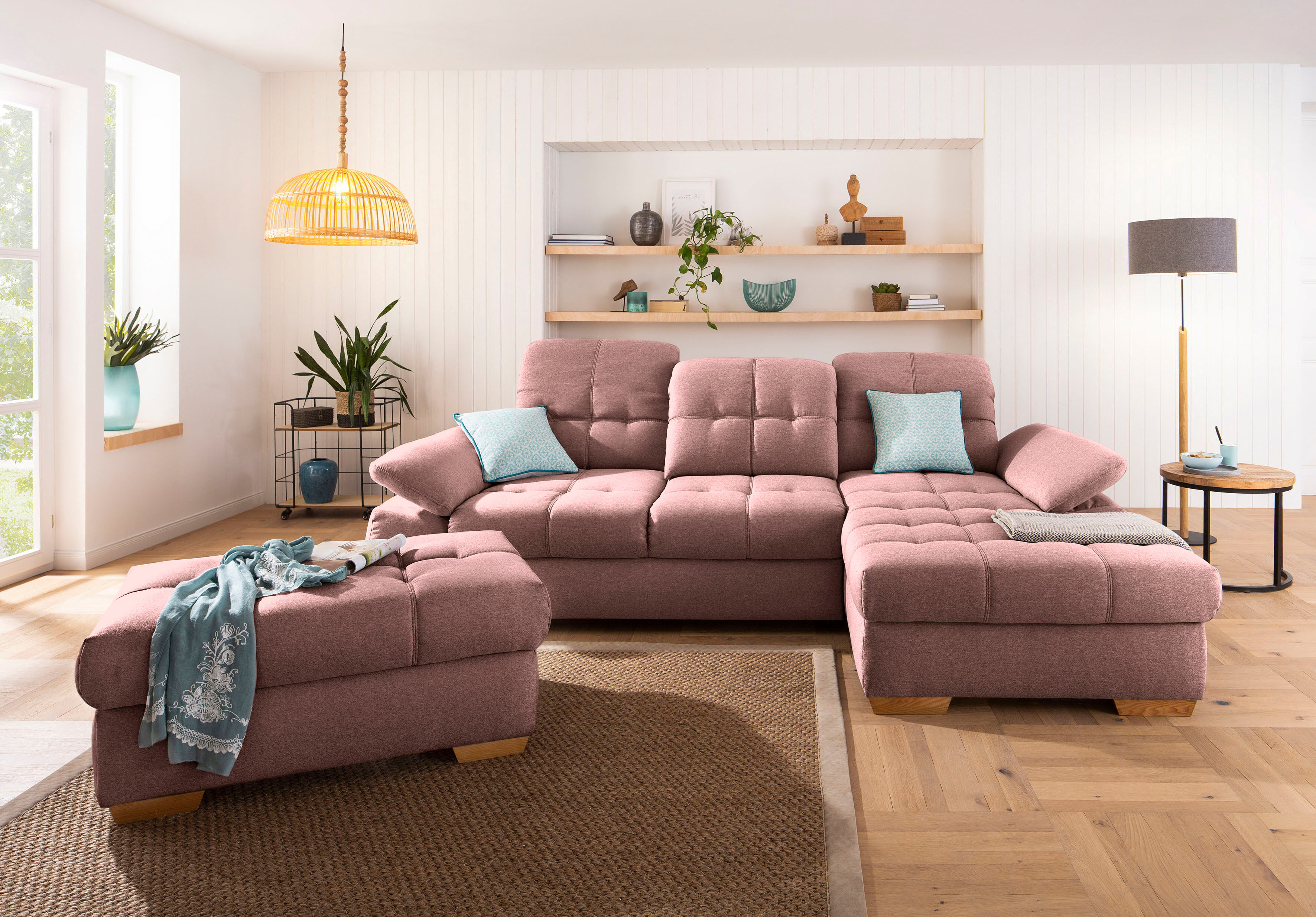 Home affaire Ecksofa »Lotus Home«, incl. Sitztiefenverstellung, wahlweise mit... rosa