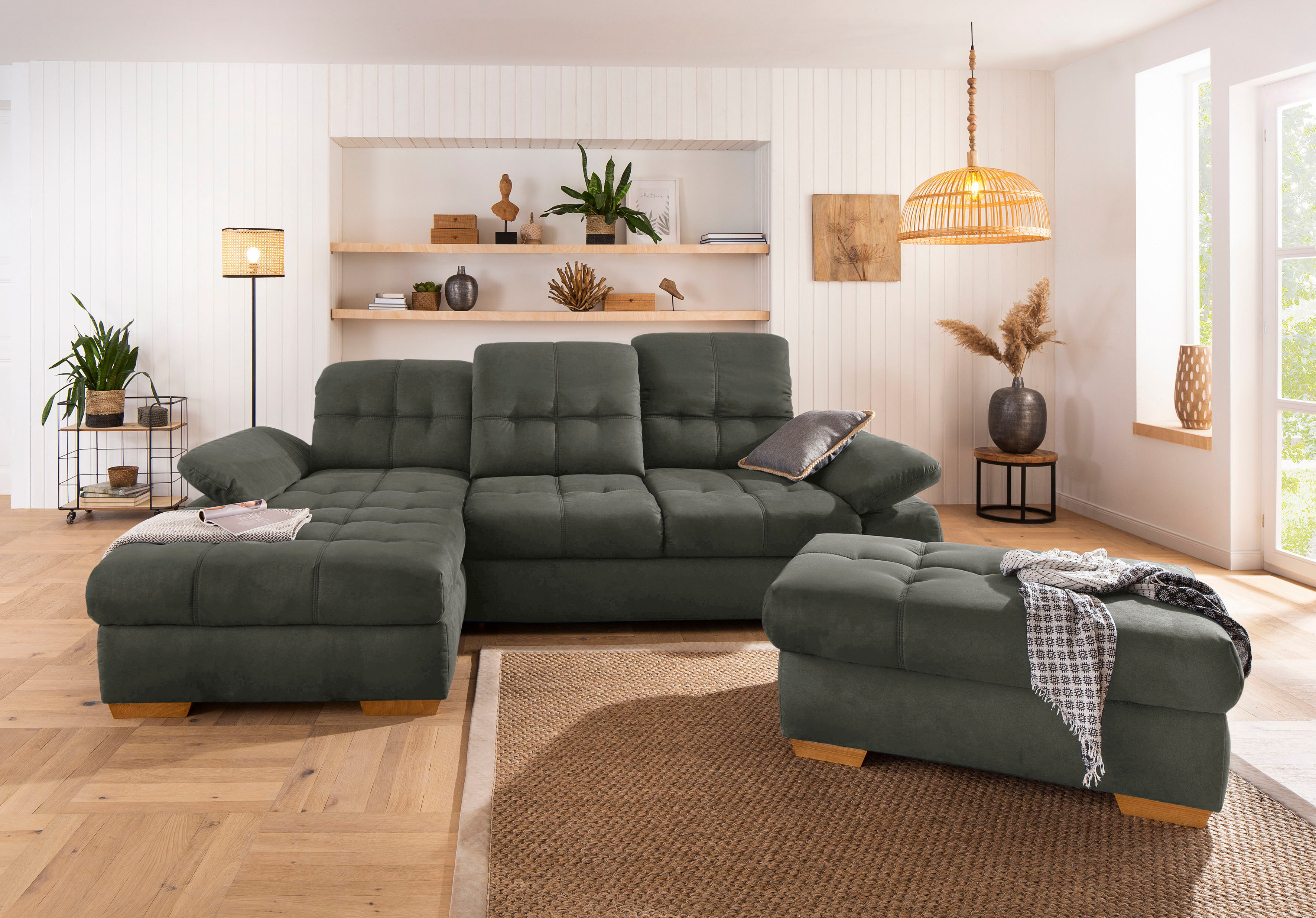 Home affaire Ecksofa »Lotus Home«, incl. Sitztiefenverstellung, wahlweise mit... grün