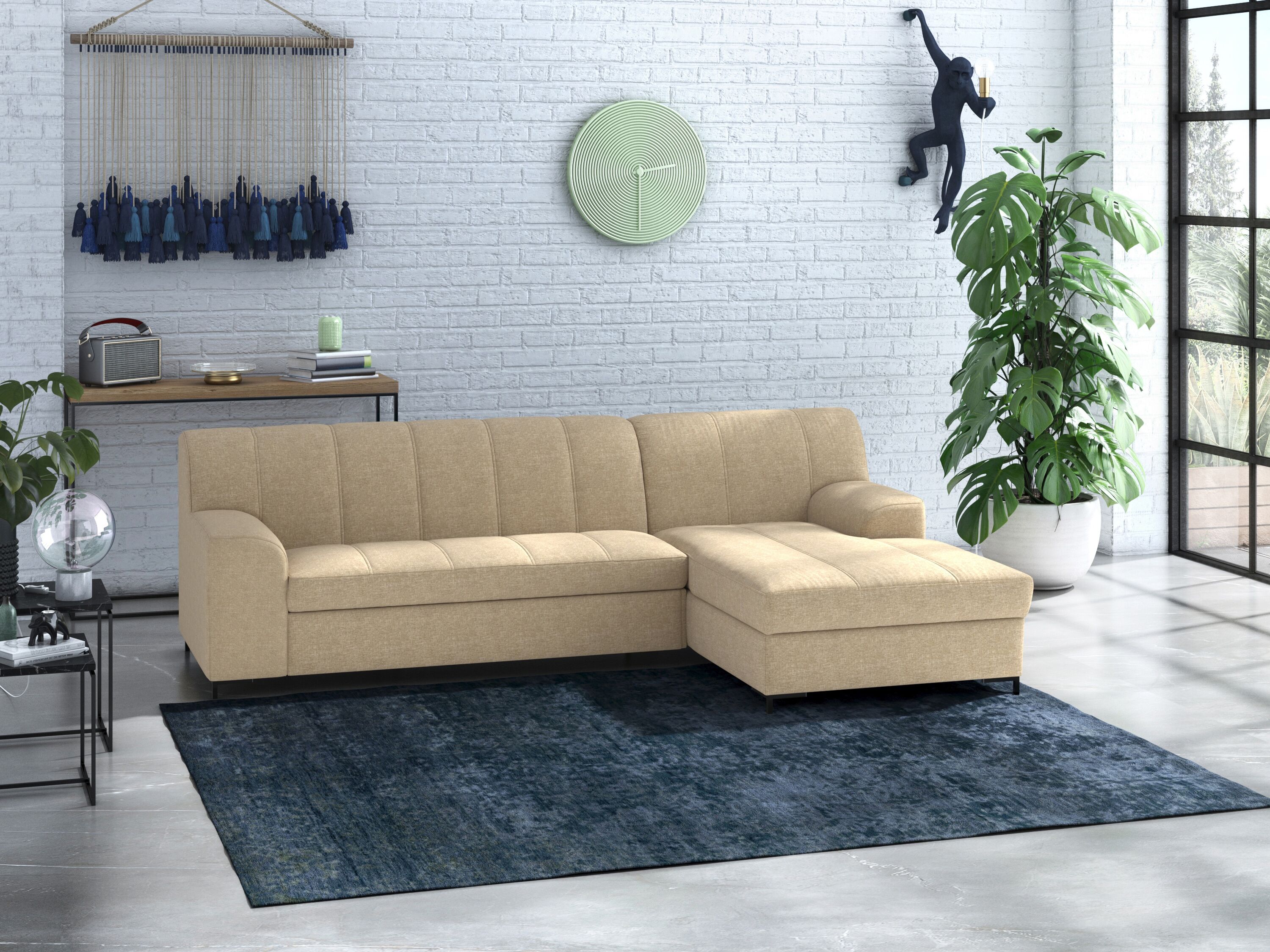 INOSIGN Ecksofa »Balme«, Inkl. Zierkissen, wahlweise mit Bettfunktion beige