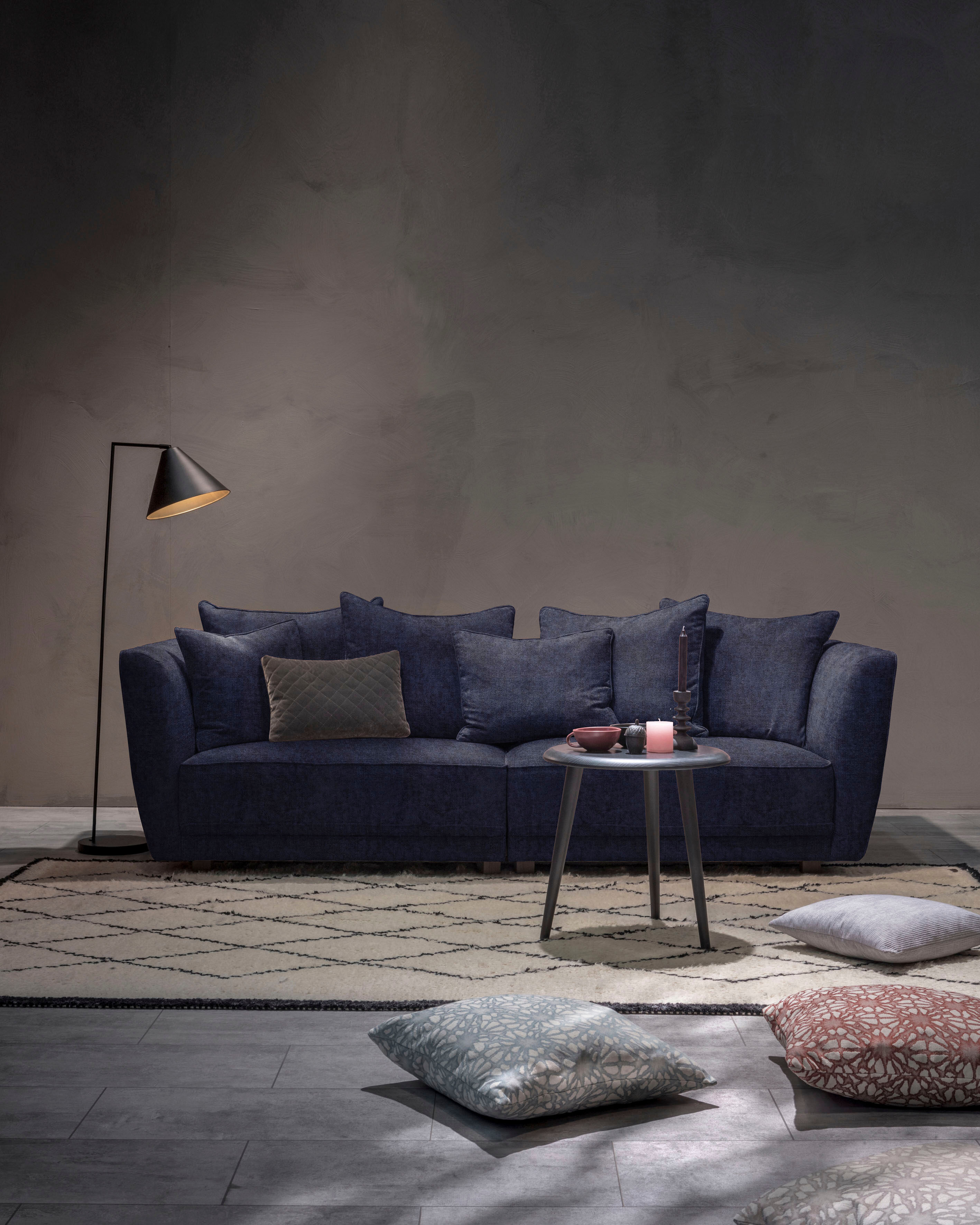 furninova Big-Sofa »Scarlett«, inklusive 6 Kissen, besonders bequem durch... blau