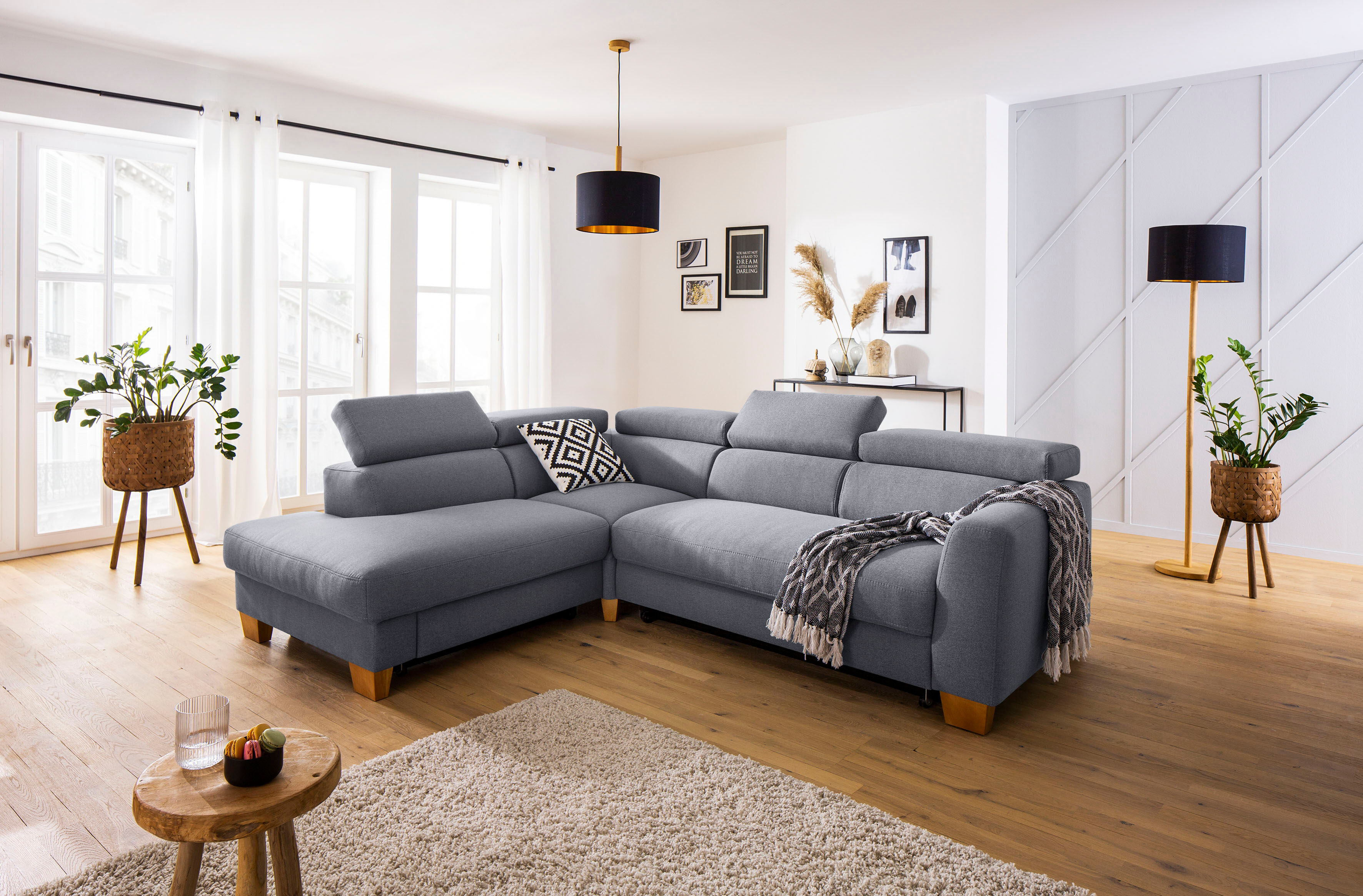 Home affaire Ecksofa »Steve Premium Luxus«, bis 140kg pro Sitz belastbar,... grau