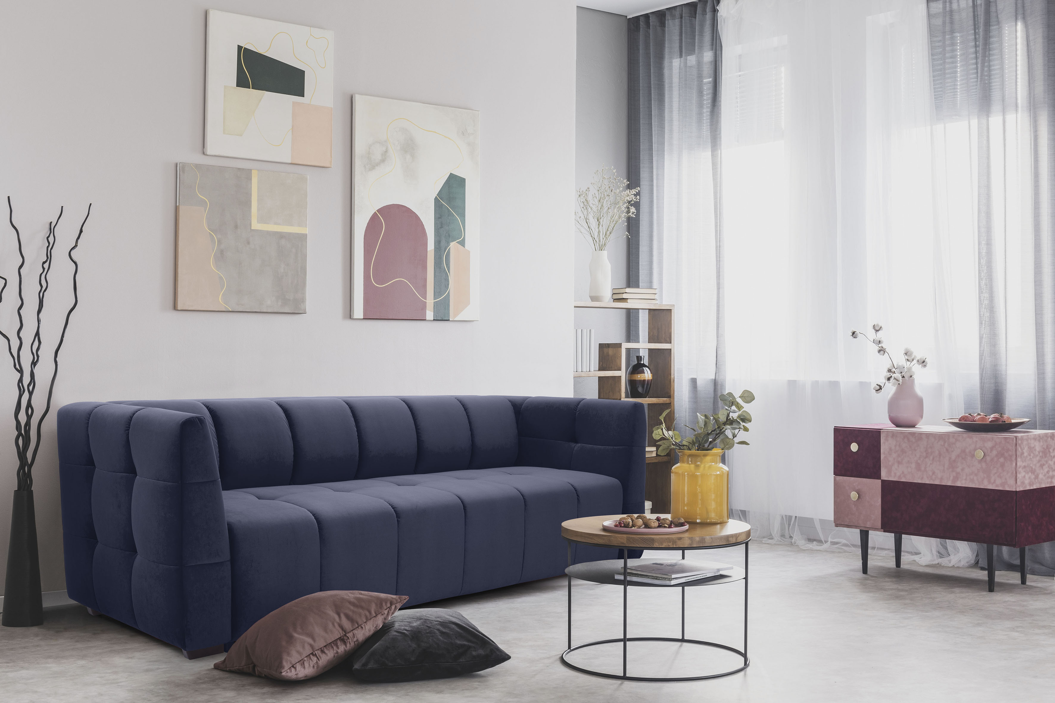 exxpo - sofa fashion 3-Sitzer, Inklusive Bettfunktion und Bettkasten blau