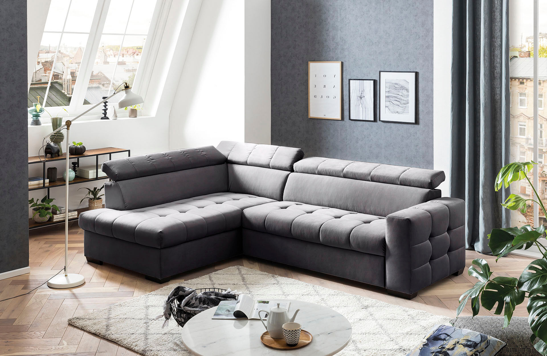 exxpo - sofa fashion Ecksofa, Steppung im Sitzbereich, Wahlweise mit... grau