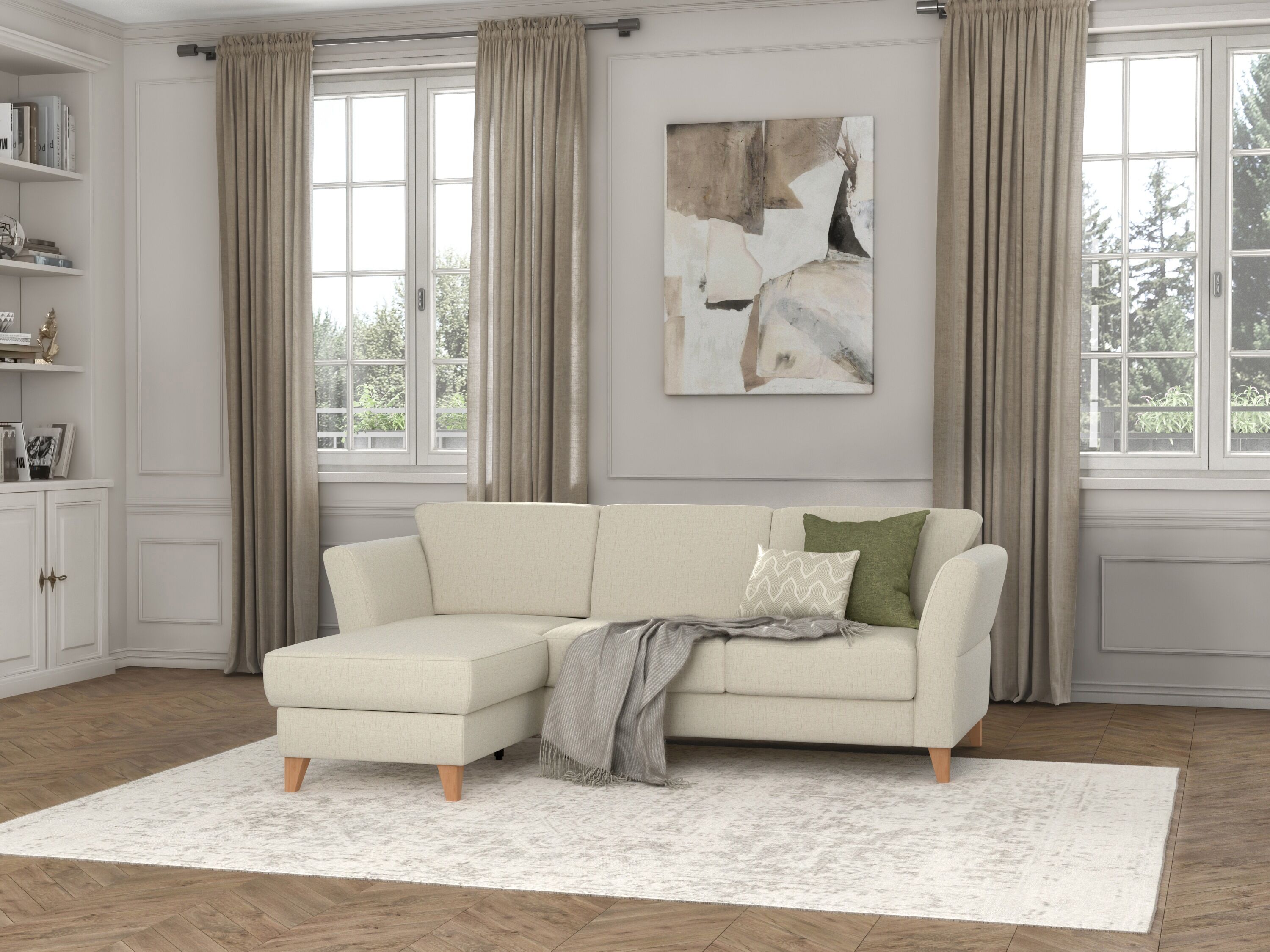 sit&more Ecksofa »Visby«, Wahlweise mit Bettfunktion und Bettkasten, frei im... beige