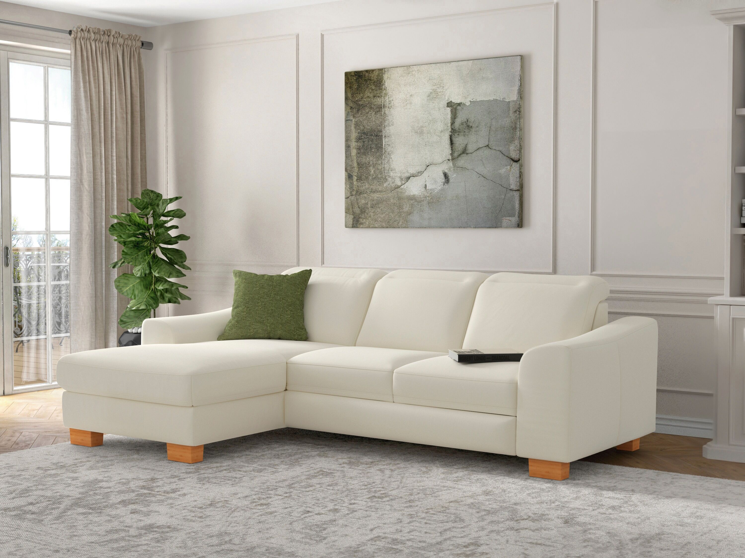 sit&more Ecksofa »Durness«, mit Federkern und hochwertigen Massivholzfüssen,... beige