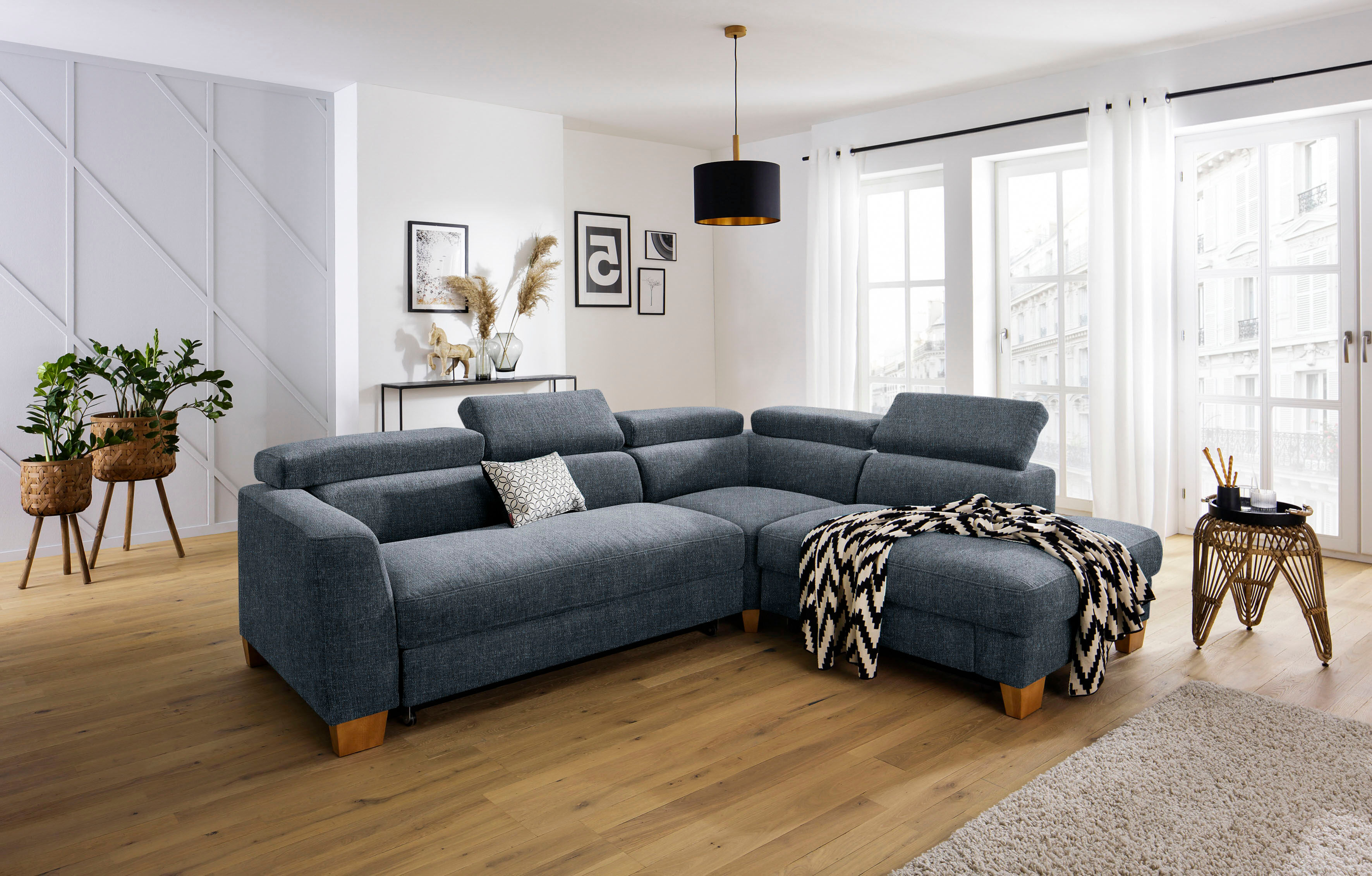 Home affaire Ecksofa »Steve Premium Luxus«, bis 140kg pro Sitz belastbar,... blau