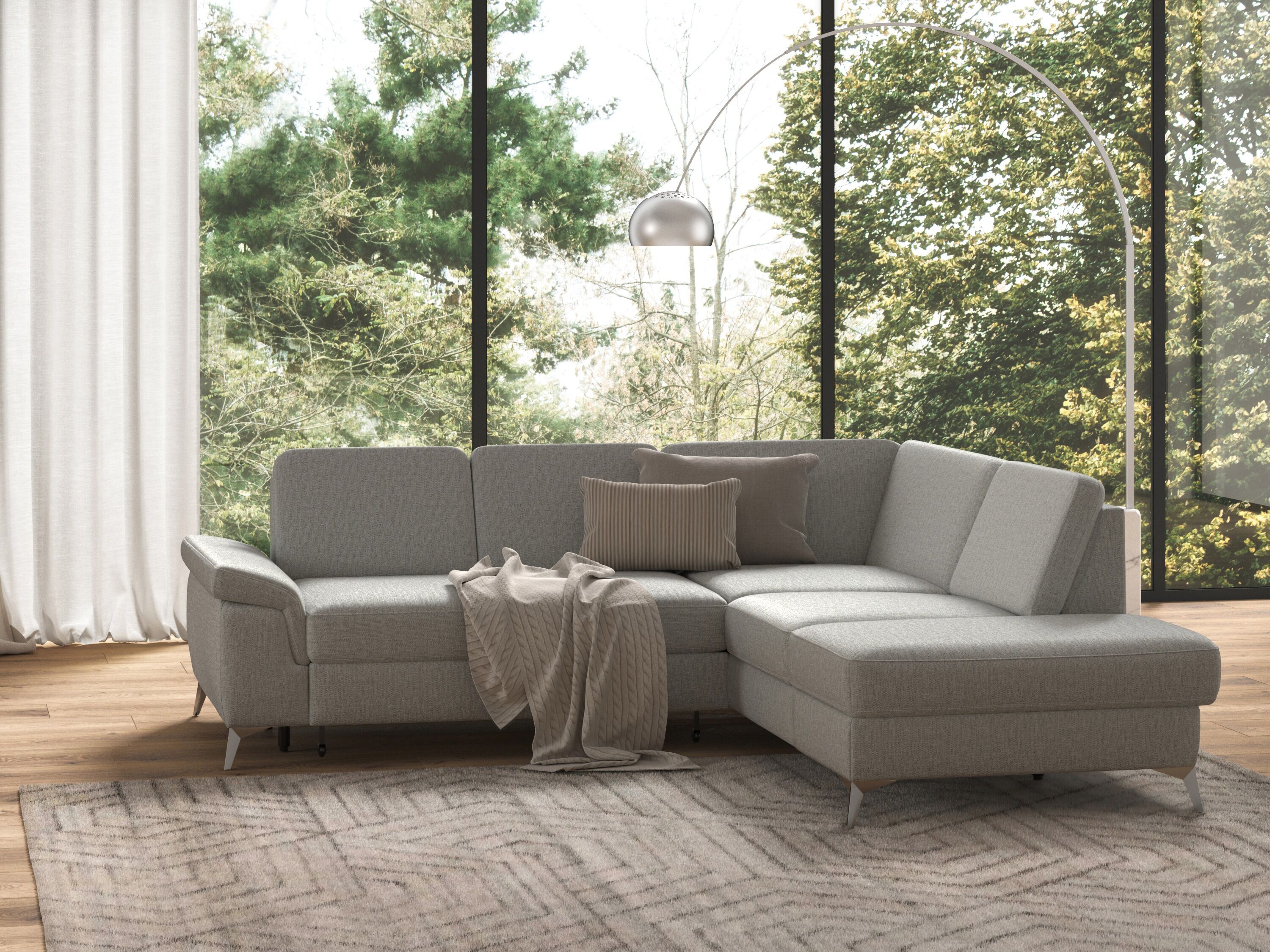 sit&more Ecksofa »Padua«, inklusive Sitztiefenverstellung, Armteilfunktion... grau