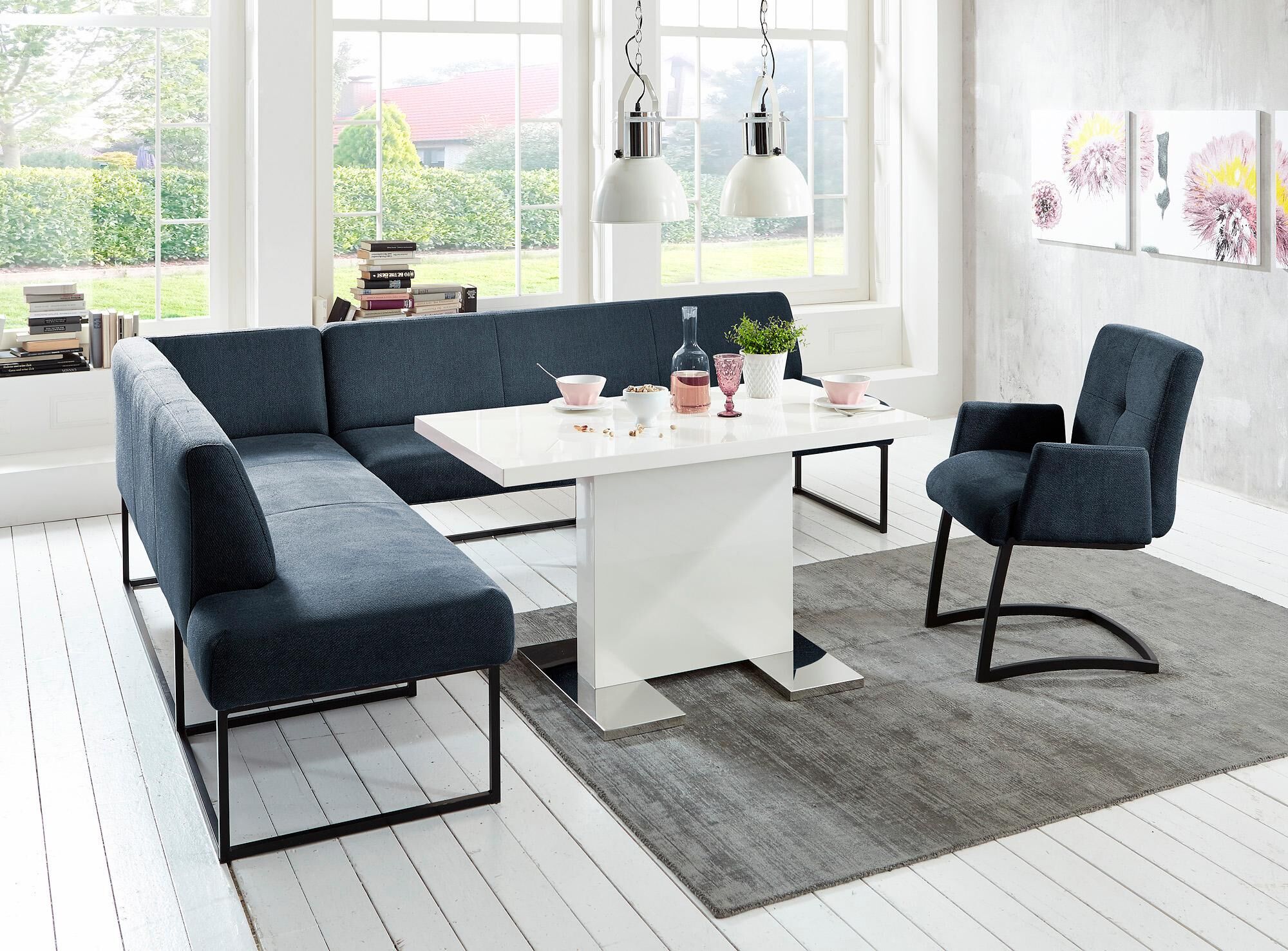 exxpo - sofa fashion Eckbank »Affogato«, Frei im Raum stellbar blau  Struktur