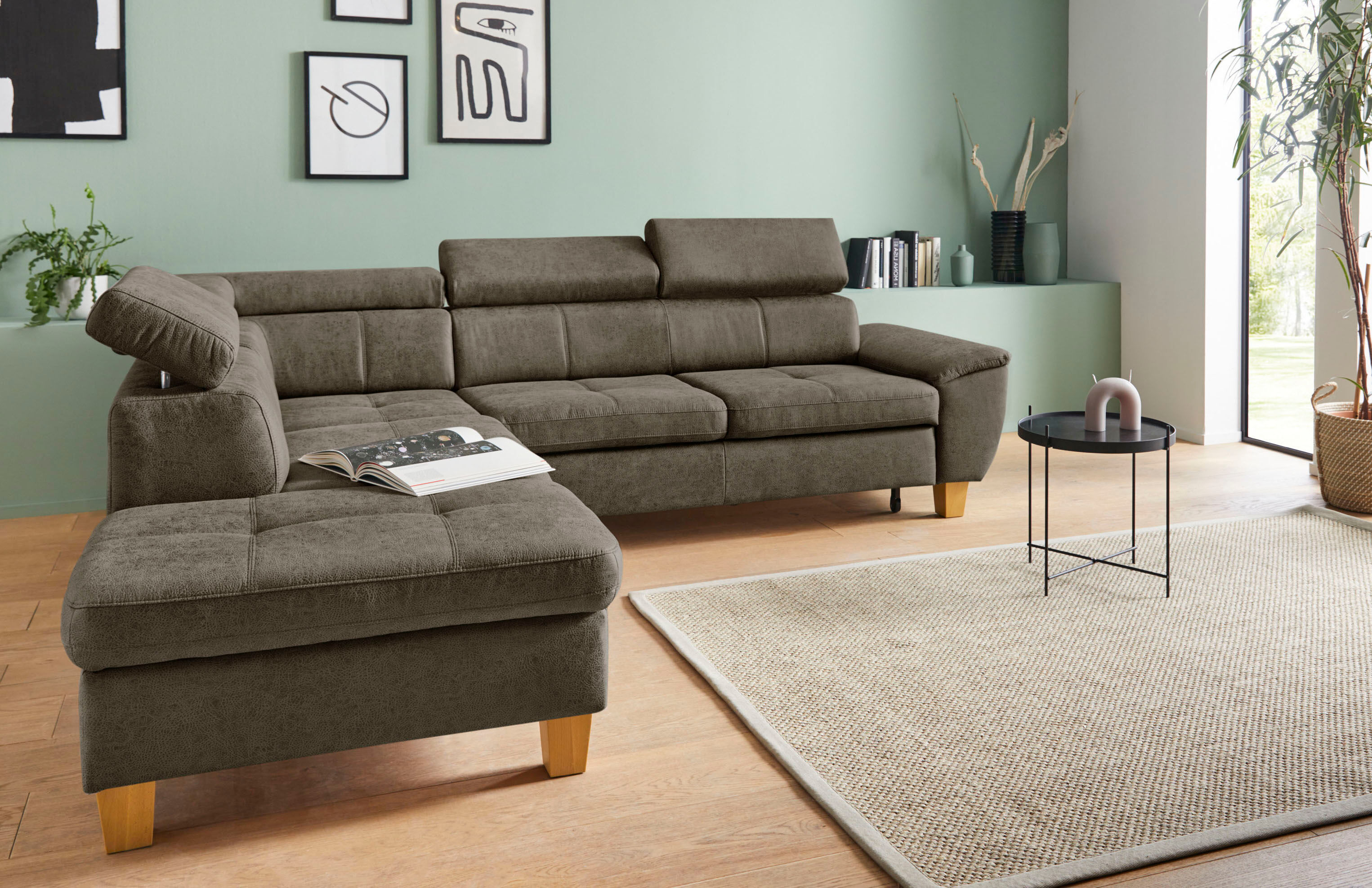 exxpo - sofa fashion Ecksofa, inklusive Kopfteilverstellung, wahlweise mit... grau