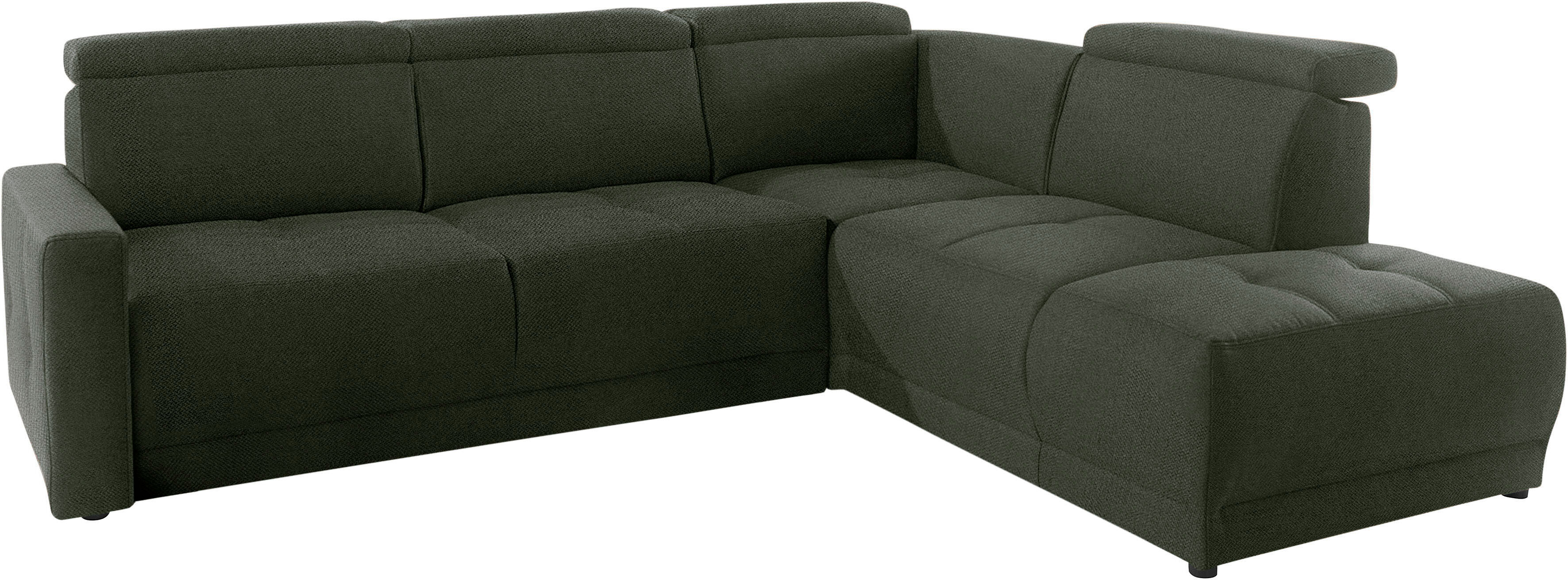 DOMO collection Ecksofa »Beira«, wahlweise mit Kopfteilverstellung grün