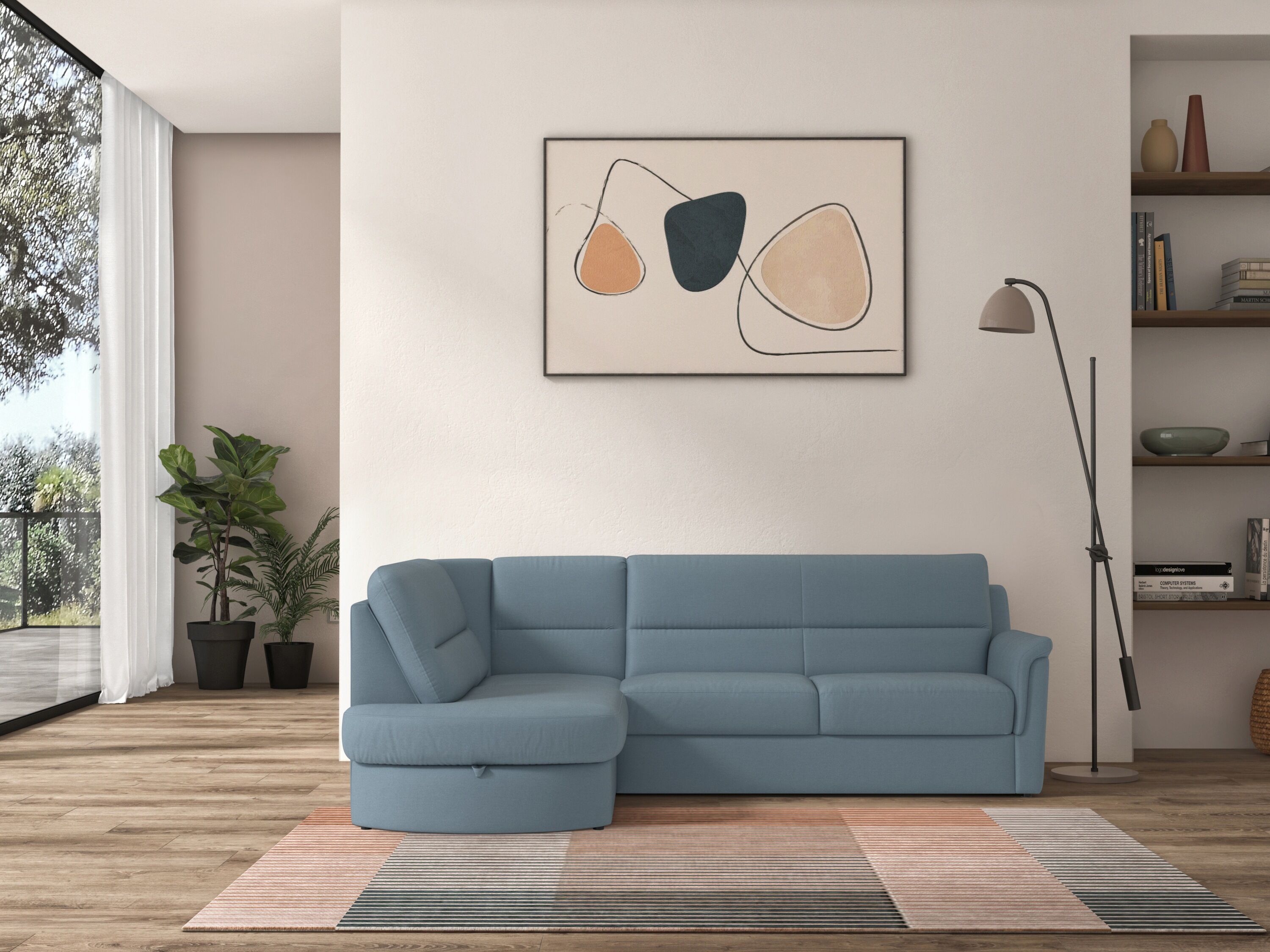 sit&more Ecksofa »Panini«, wahlweise mit Bettfunktion und Bettkasten blau