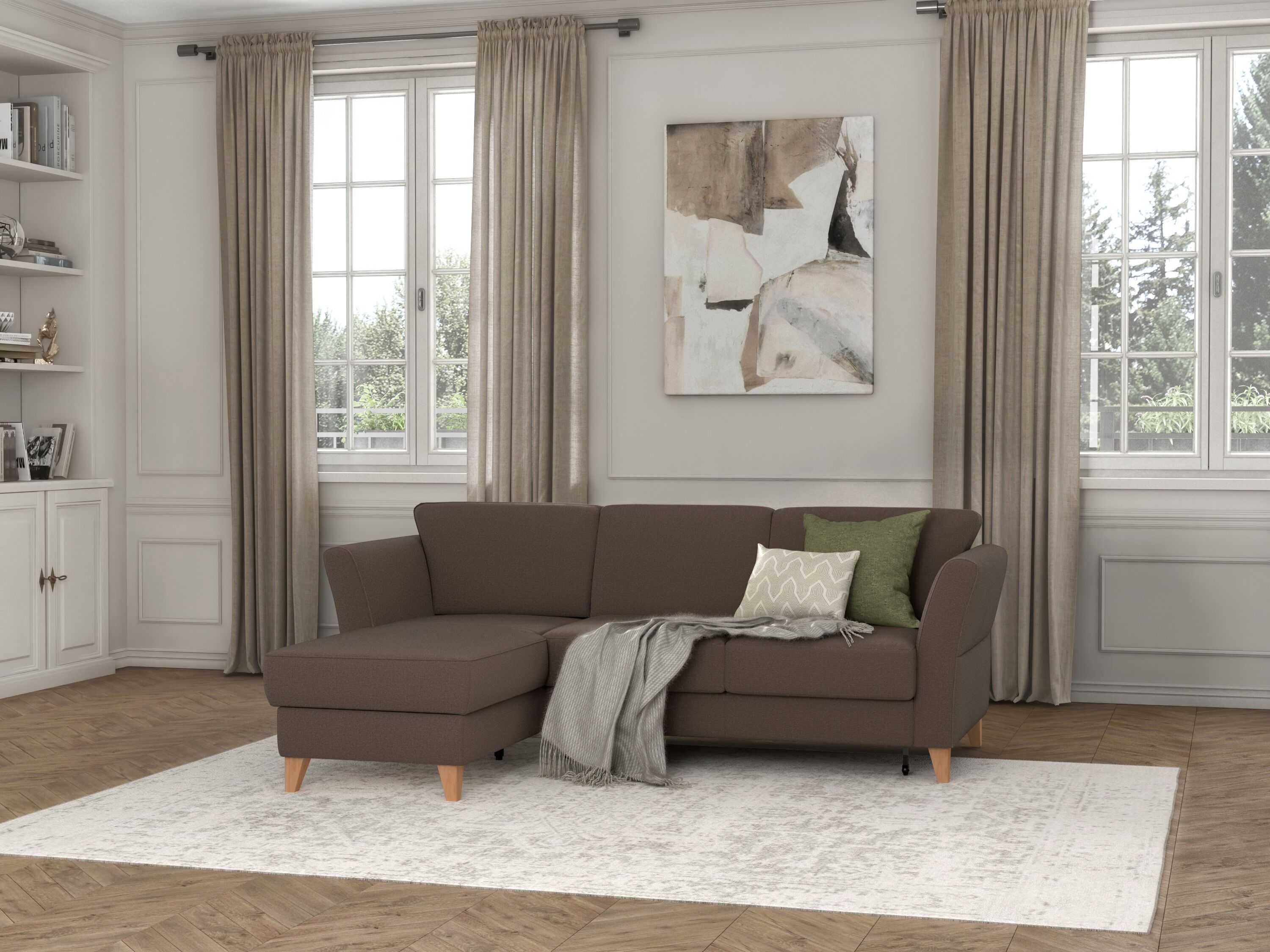 sit&more Ecksofa »Visby«, Wahlweise mit Bettfunktion und Bettkasten, frei im... grau