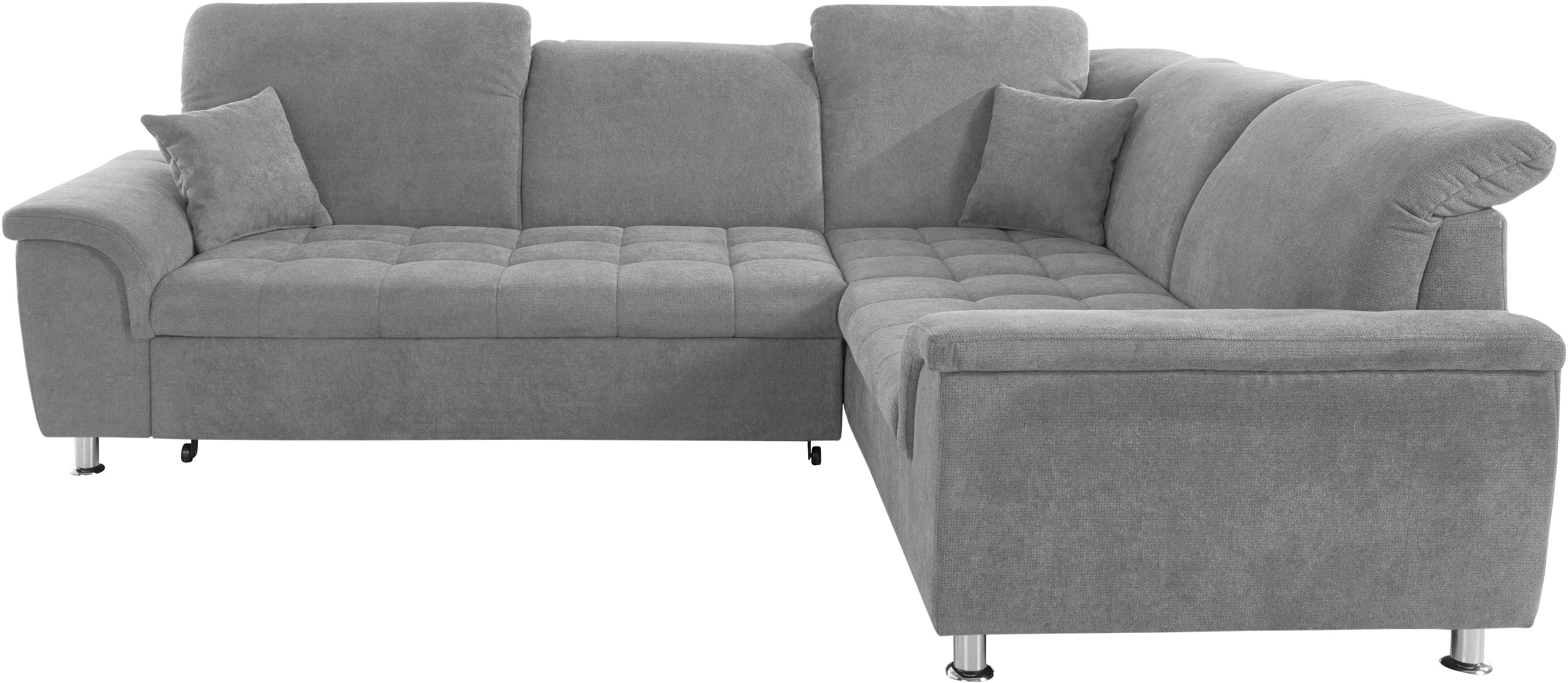 DOMO collection Ecksofa »Franzi«, wahlweise mit Kopfteilverstellung (dann... grau