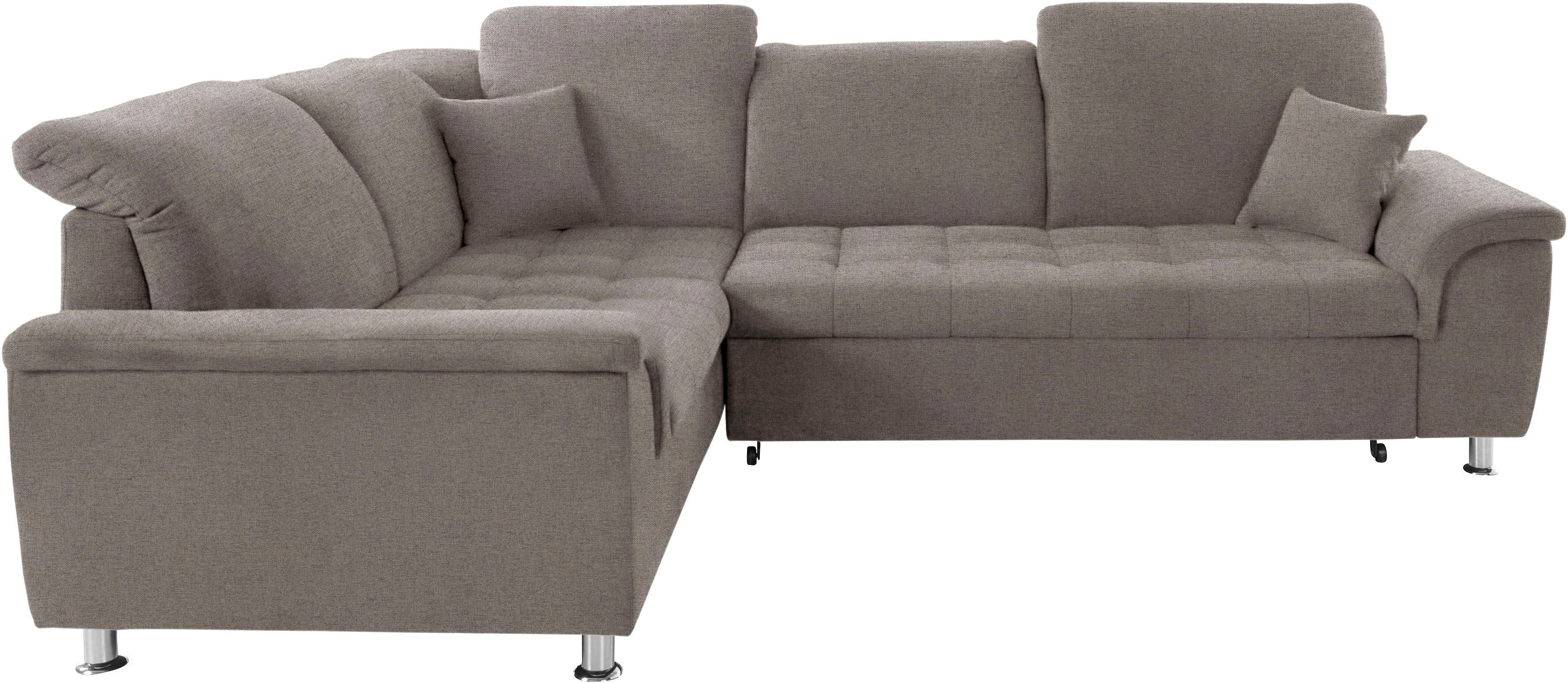 DOMO collection Ecksofa »Franzi«, wahlweise mit Kopfteilverstellung (dann... grau