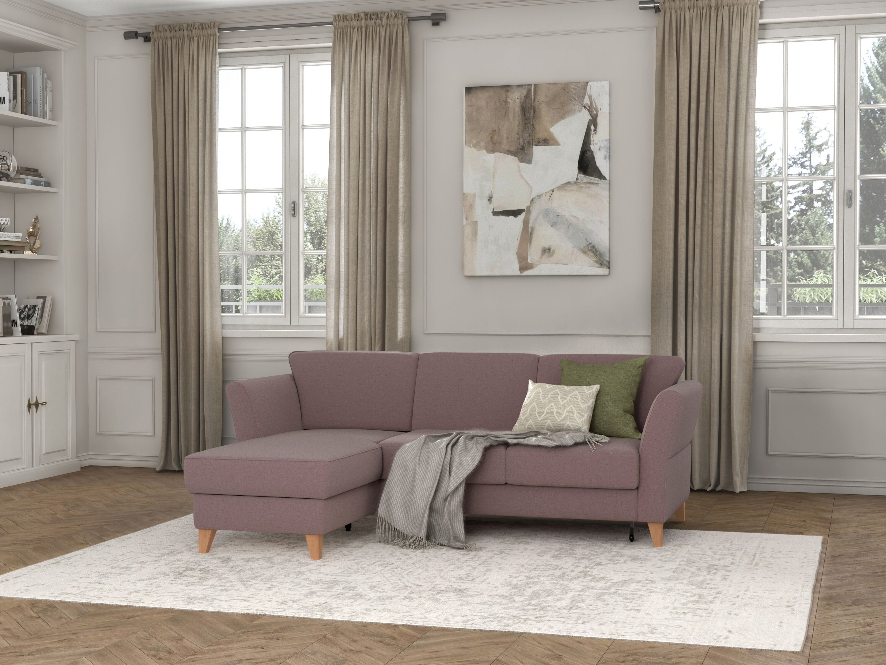 sit&more Ecksofa »Visby«, Wahlweise mit Bettfunktion und Bettkasten, frei im... rosa