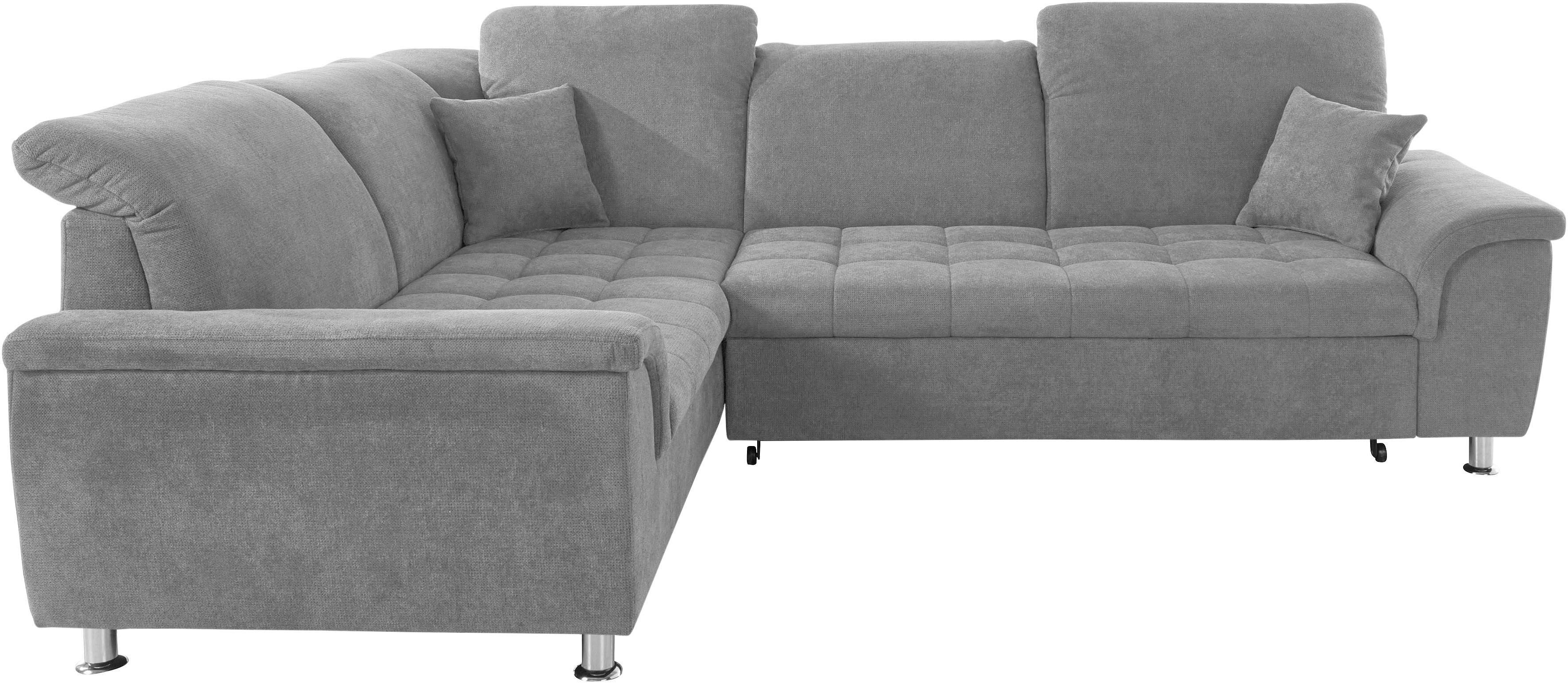 DOMO collection Ecksofa »Franzi«, wahlweise mit Kopfteilverstellung (dann... grau