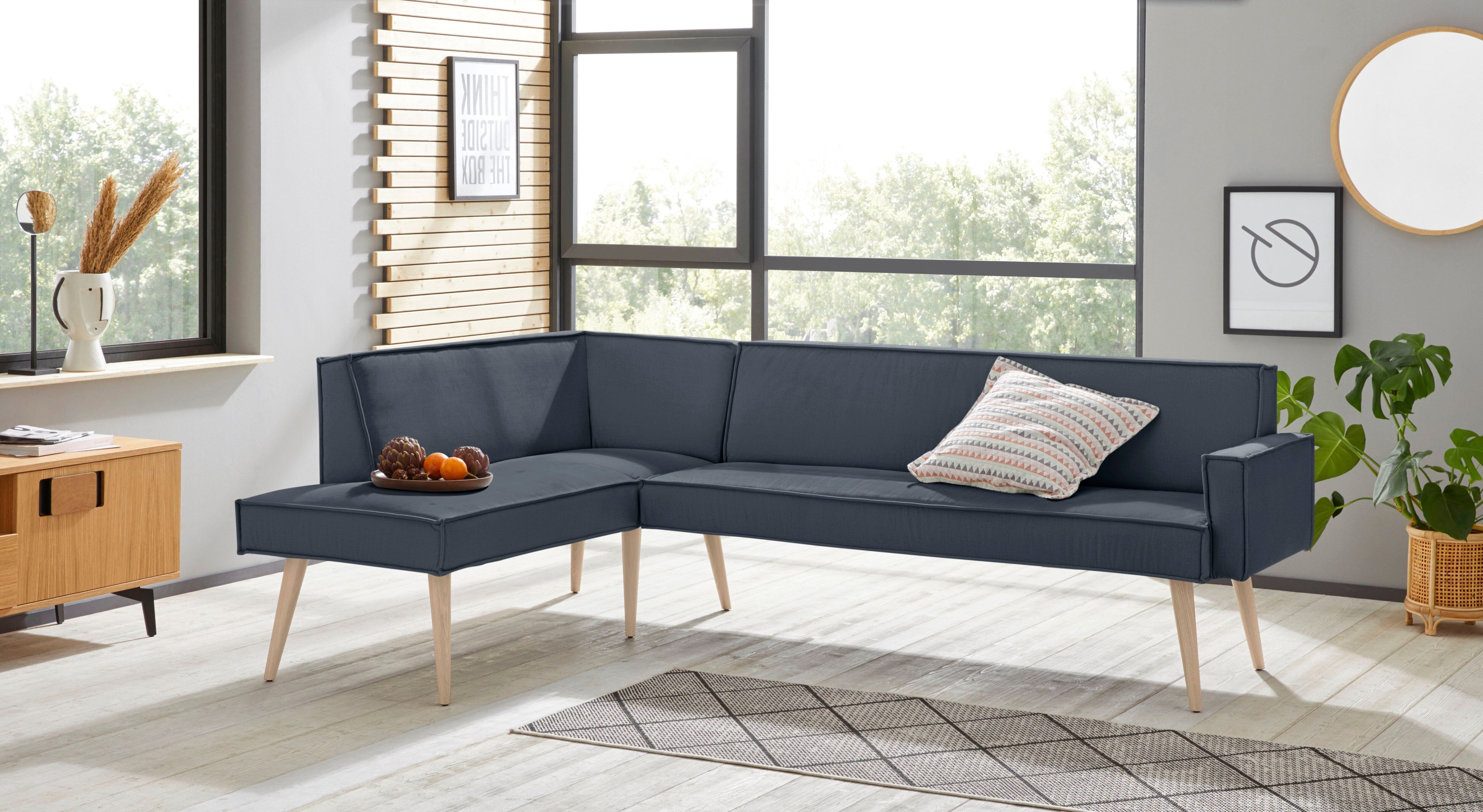 exxpo - sofa fashion Eckbank »Lungo«, Frei im Raum stellbar grau  Veloursstoff