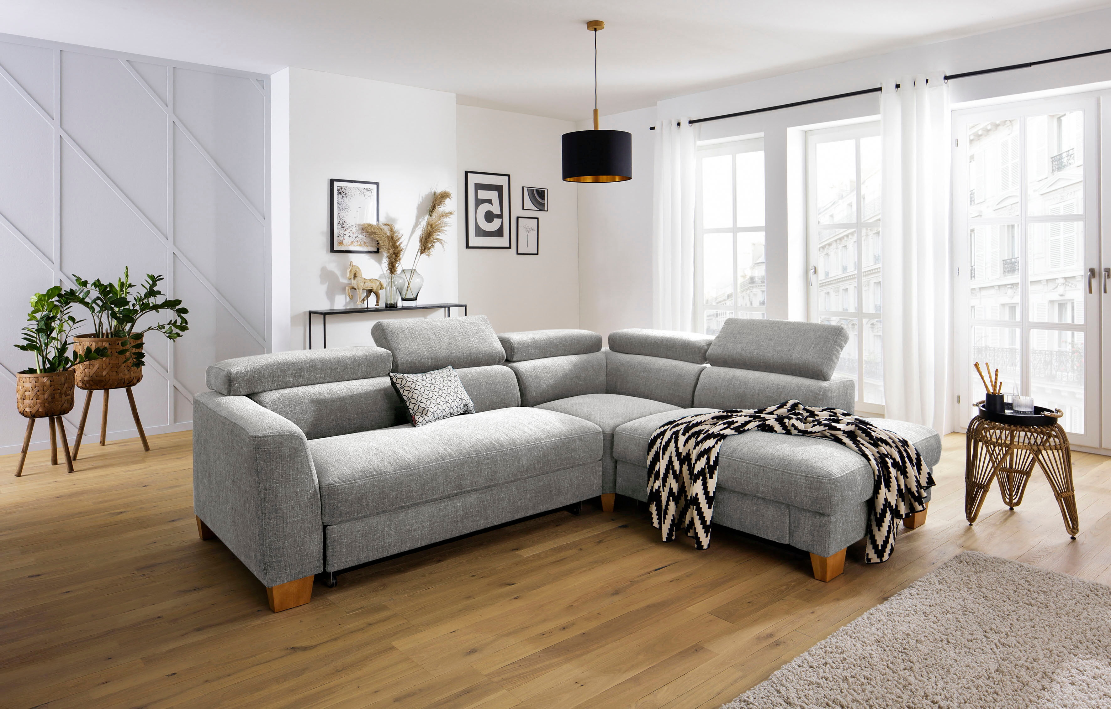 Home affaire Ecksofa »Steve Premium Luxus«, bis 140kg pro Sitz belastbar,... grau