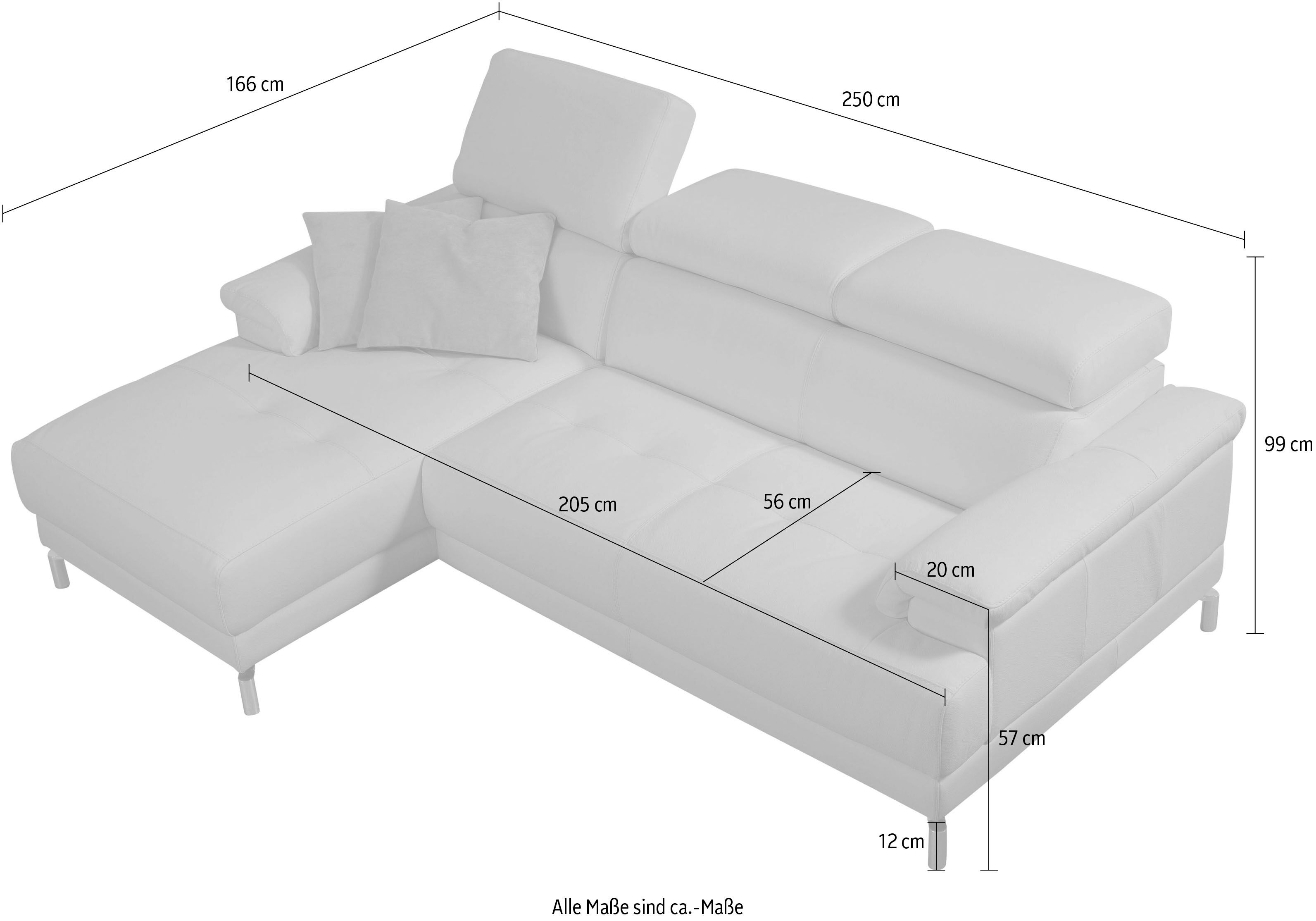 Egoitaliano Ecksofa »Soul«, mit Recamiere, inkl. Kopfteilverstellung orange