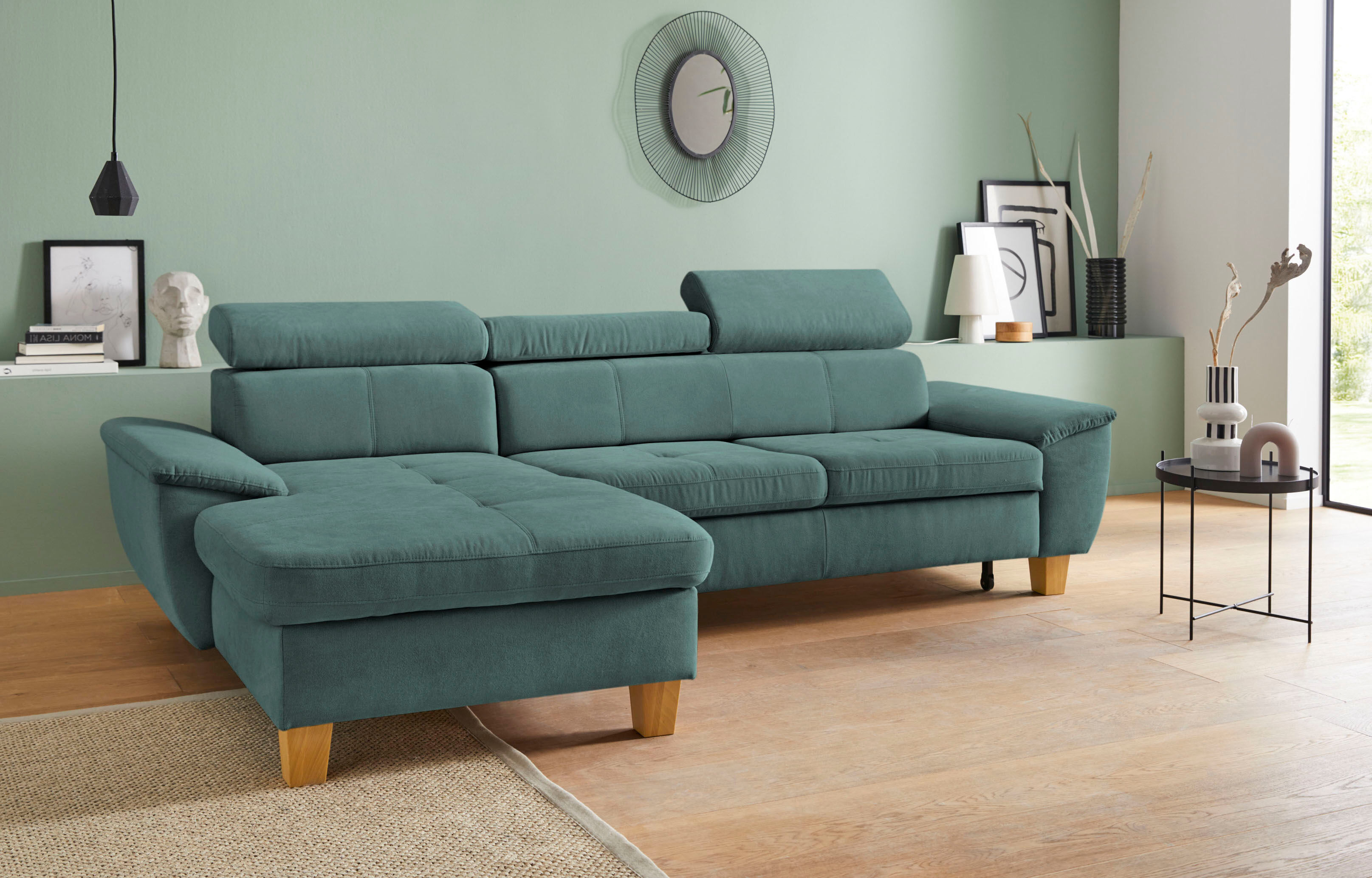 exxpo - sofa fashion Ecksofa, inklusive Kopfteilverstellung, wahlweise mit... blau