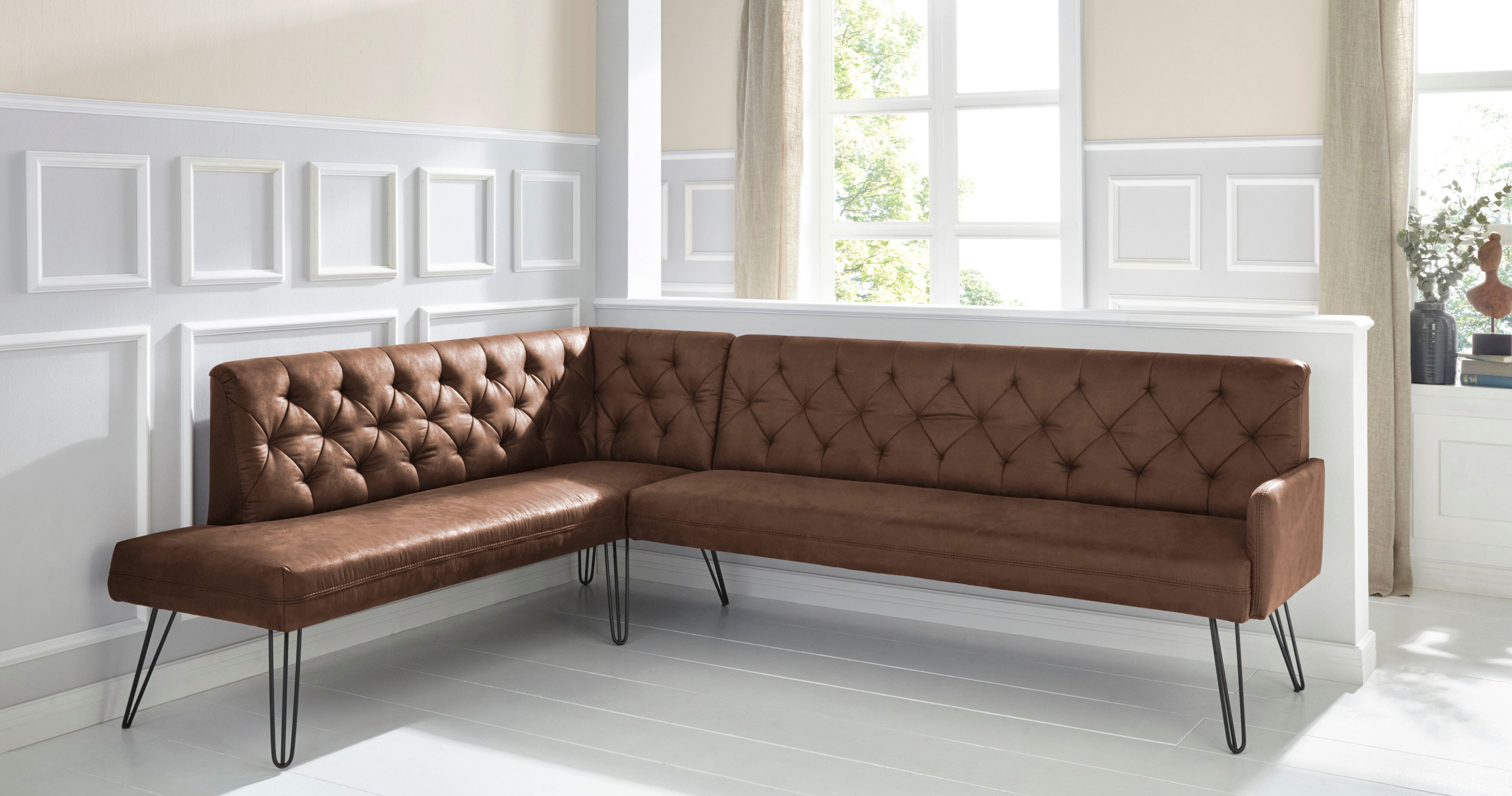 exxpo - sofa fashion Eckbank »Doppio«, Frei im Raum stellbar braun  Microfaser Antiklederoptik