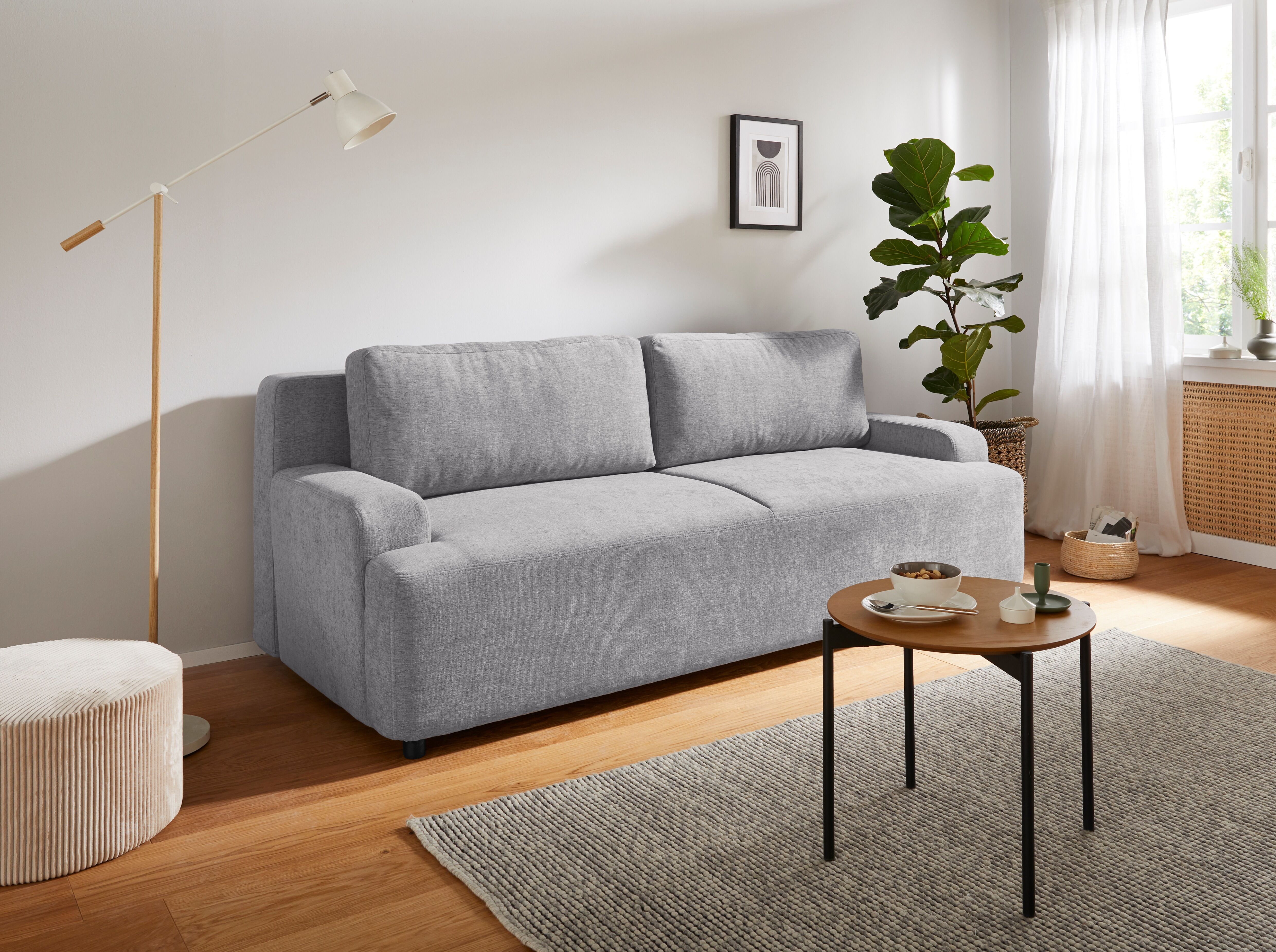 COUCH♥ Schlafsofa »Halbschlaf«, mit Bettfunktion und Bettkasten grau