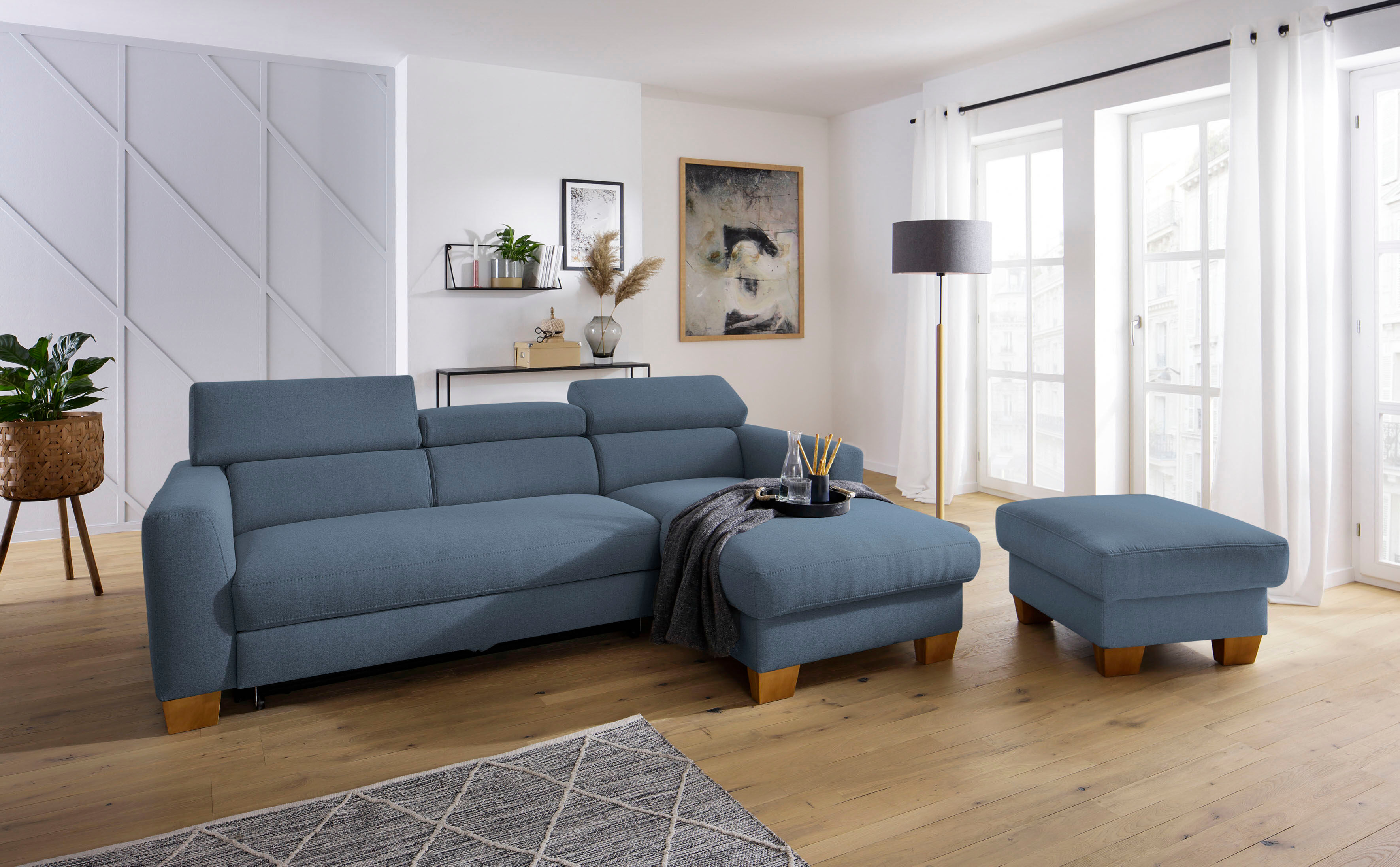 Home affaire Ecksofa »Steve Premium Luxus«, bis 140kg pro Sitz belastbar,... blau