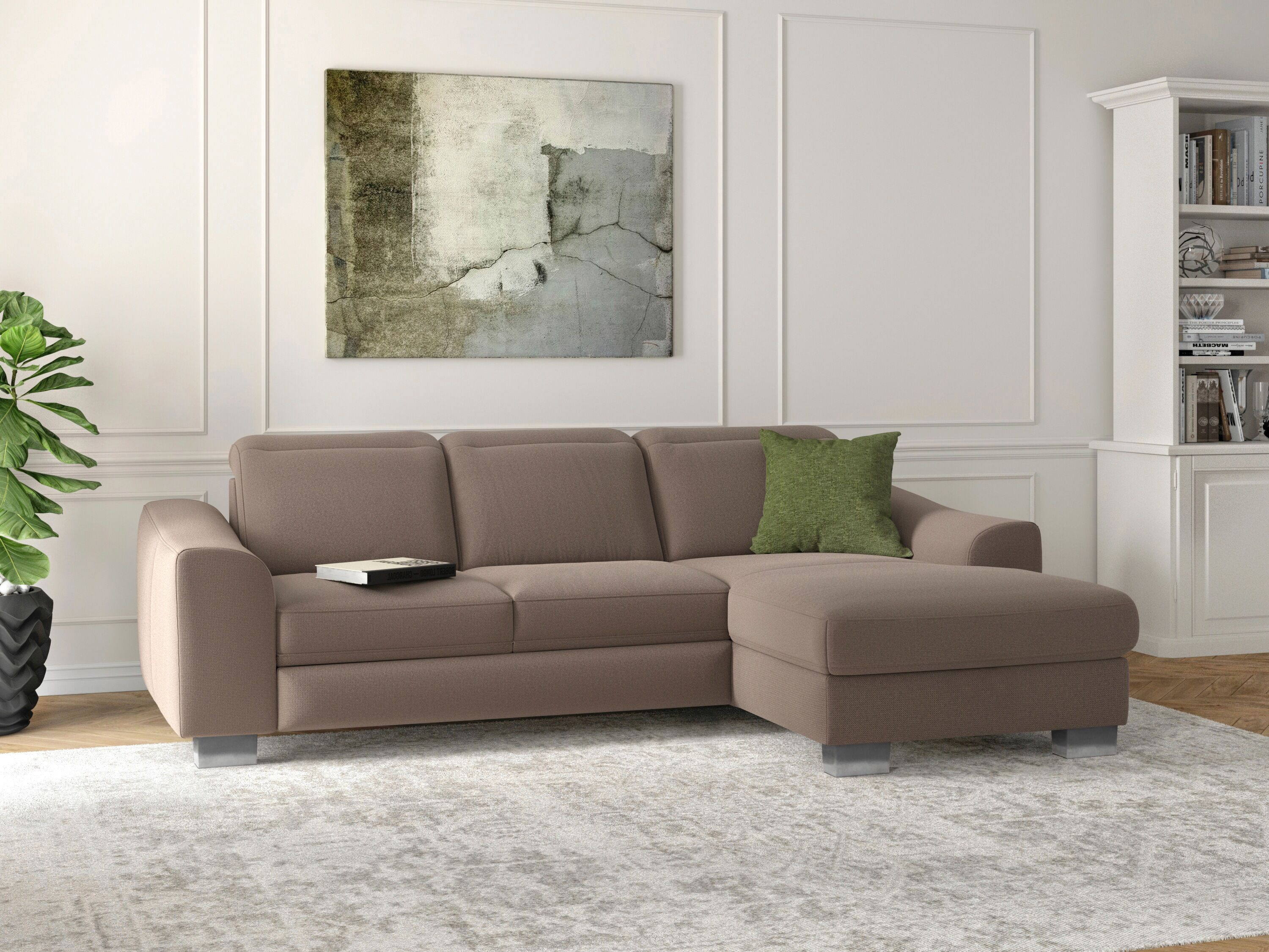 sit&more Ecksofa »Durness«, mit Federkern und hochwertigen Edelstahlfüssen,... grau