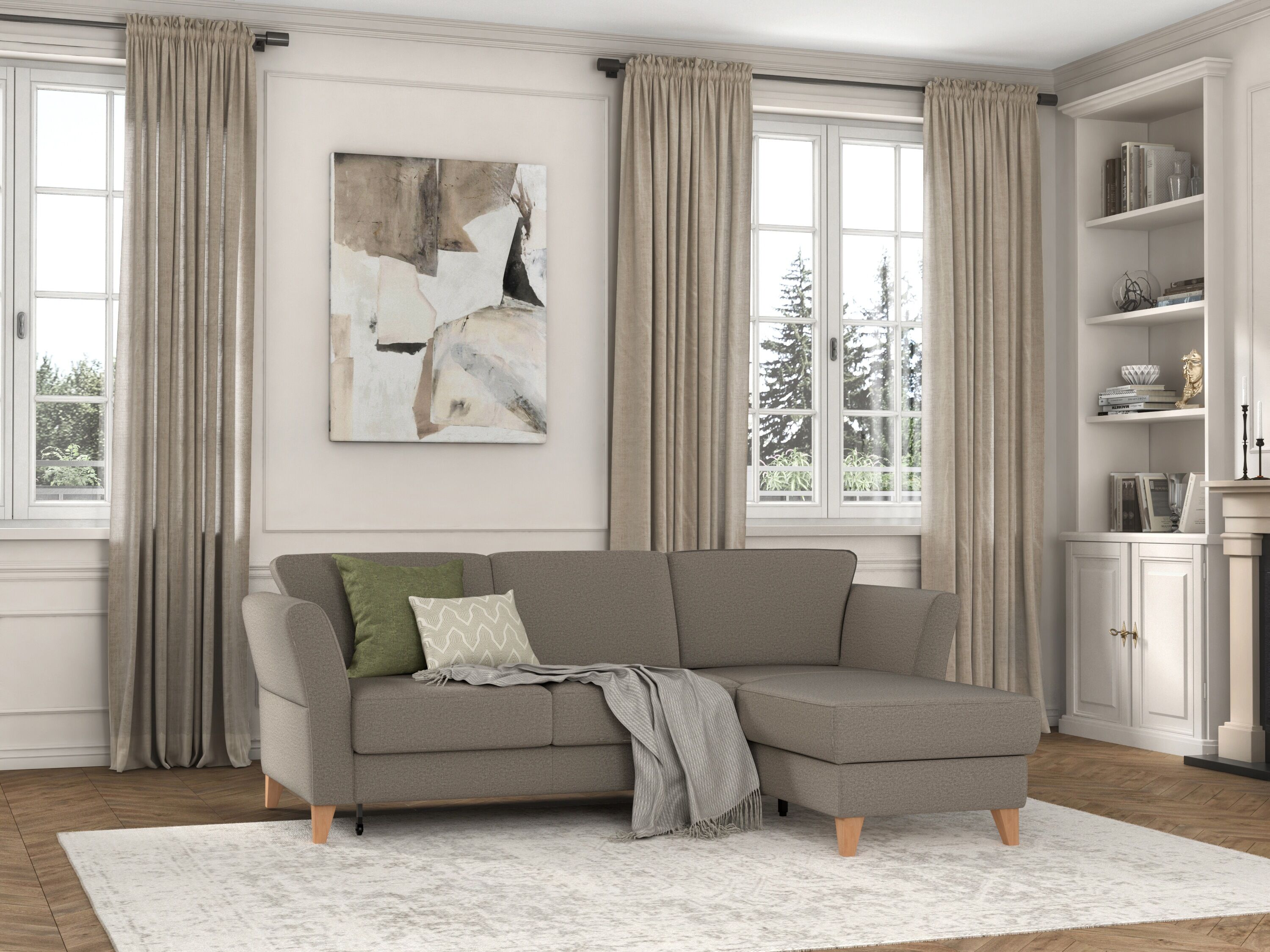 sit&more Ecksofa »Visby«, Wahlweise mit Bettfunktion und Bettkasten, frei im... braun