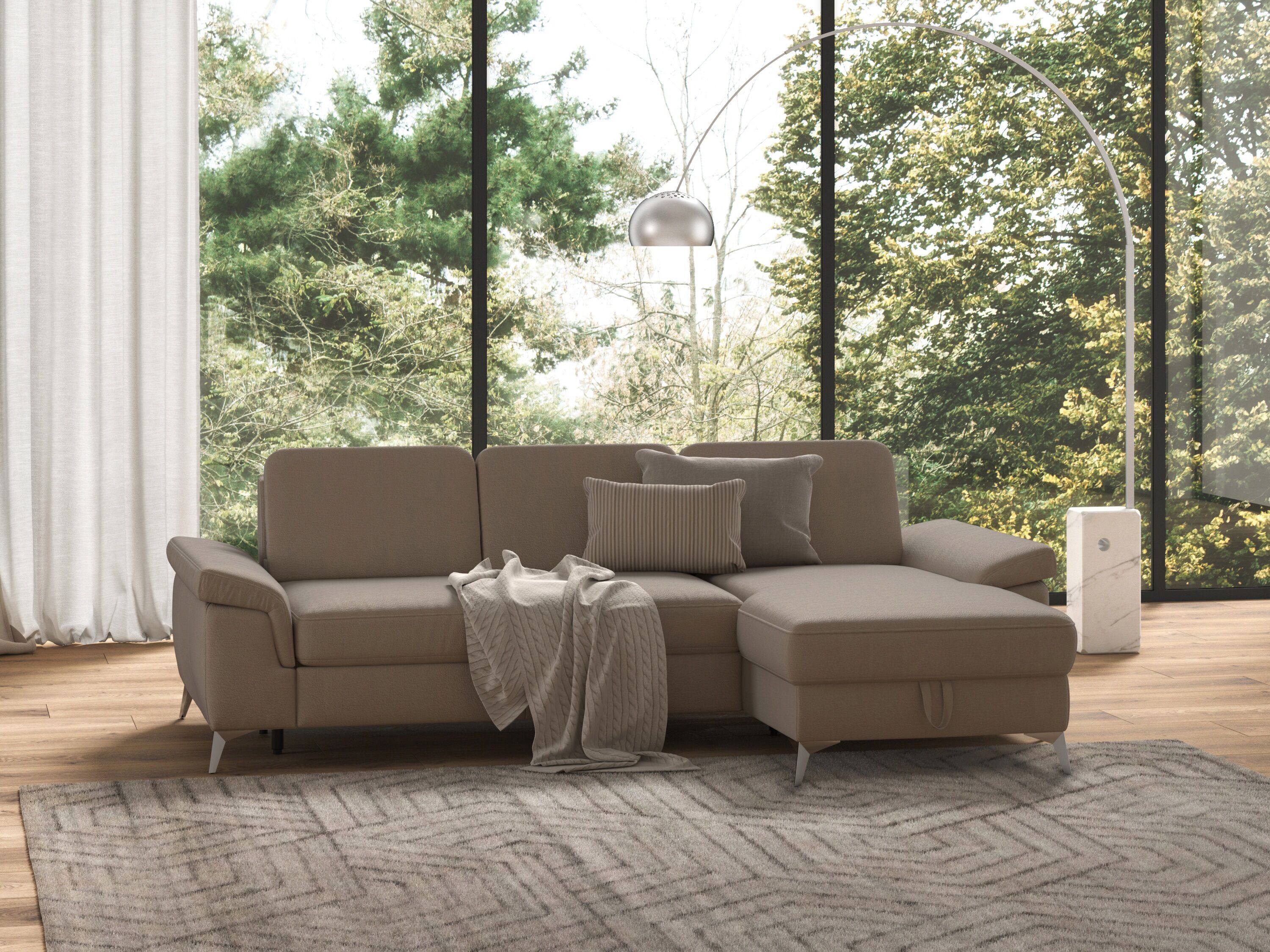 sit&more Ecksofa »Padua«, inklusive Sitztiefenverstellung, Armteilfunktion... beige