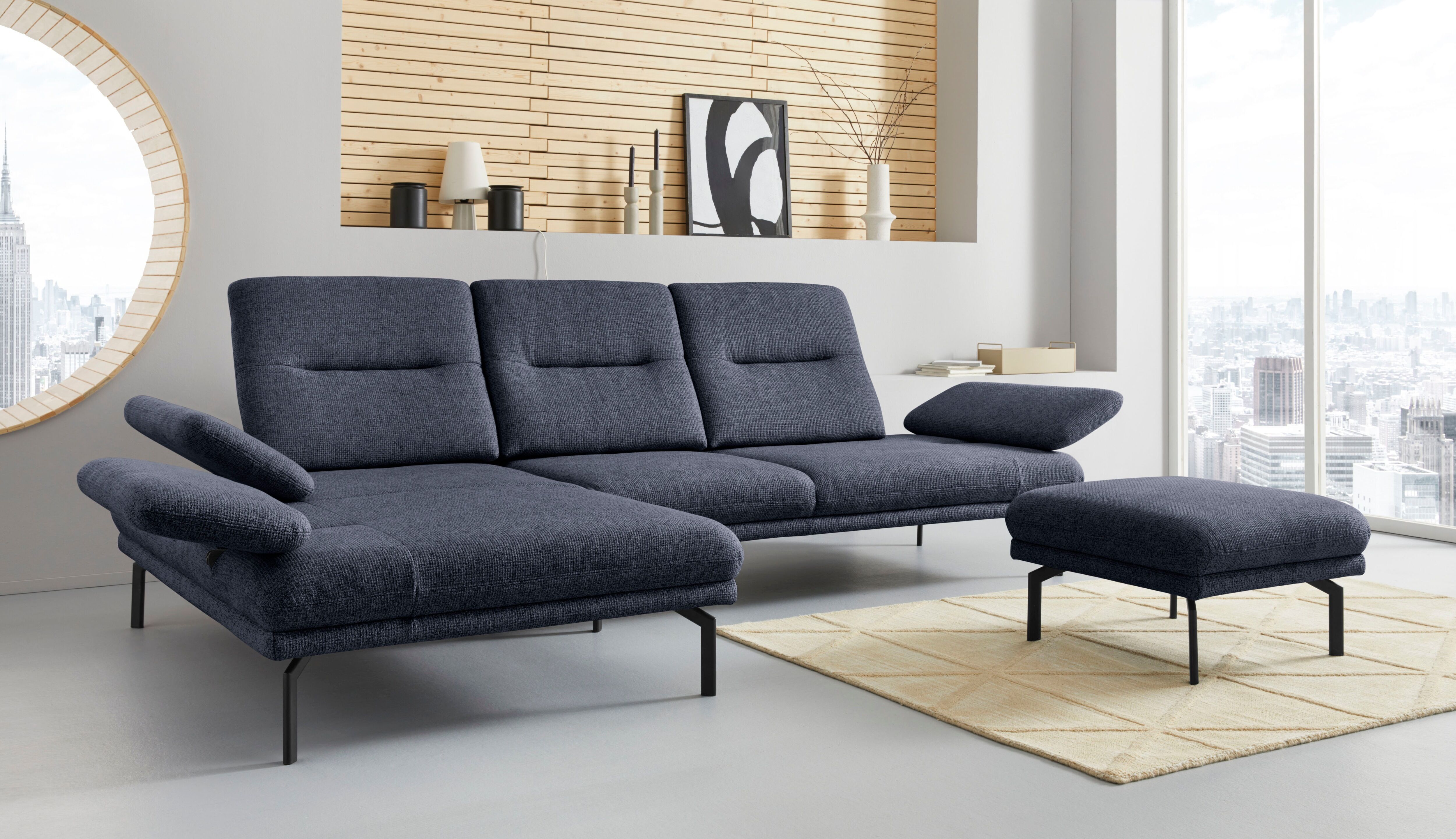 Places of Style Ecksofa »Cervo«, Ecksofa, mit Sitztiefen- und... blau