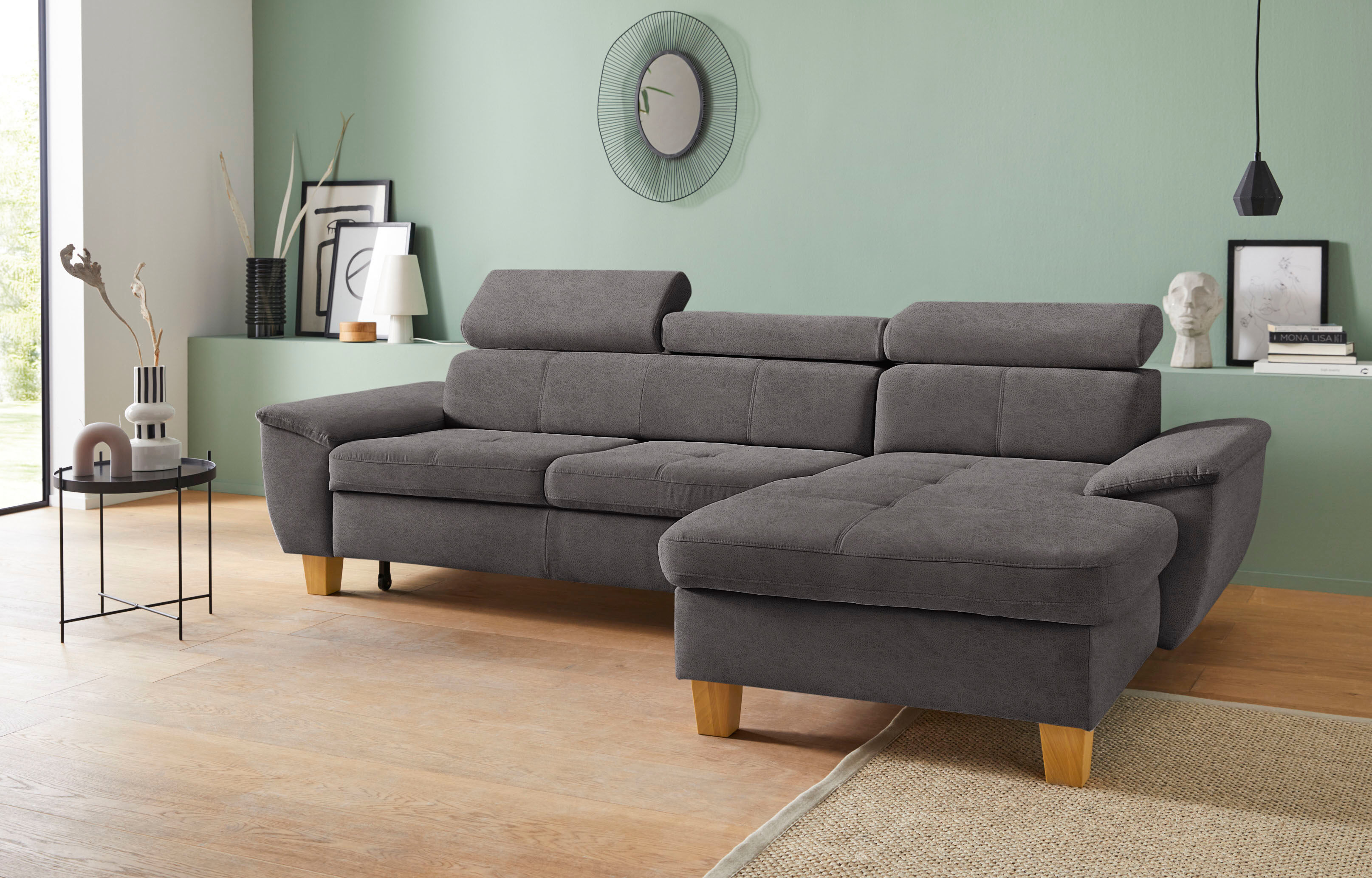 exxpo - sofa fashion Ecksofa, inklusive Kopfteilverstellung, wahlweise mit... grau