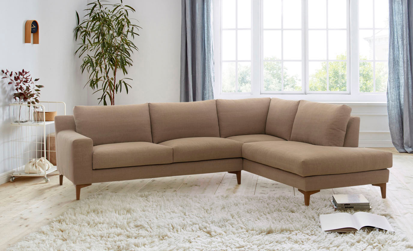 andas Ecksofa »Narvik«, Frei im Raum stellbar, mit feinem Struktur Bezug,... beige